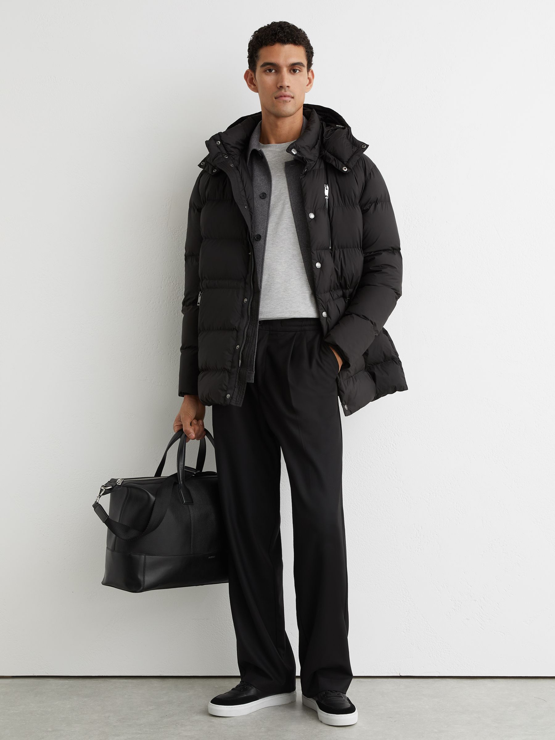 Detachable-Hood Quilted Puffer Coat in Black - image 5
