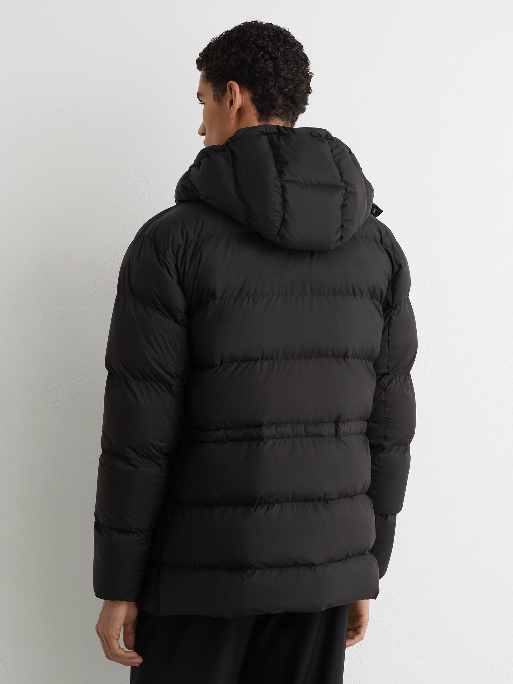 Detachable-Hood Quilted Puffer Coat in Black - image 4