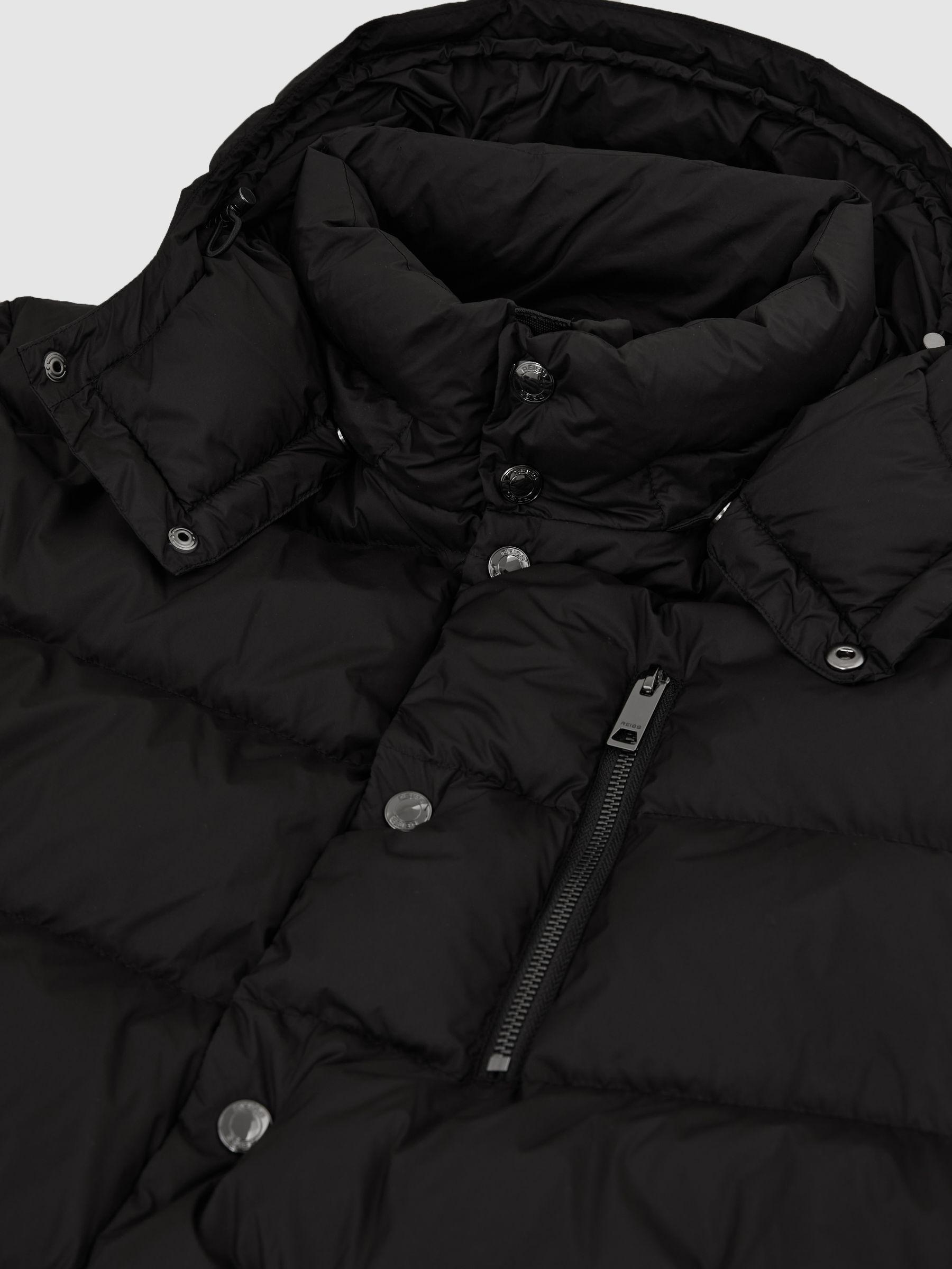 Detachable-Hood Quilted Puffer Coat in Black - image 3