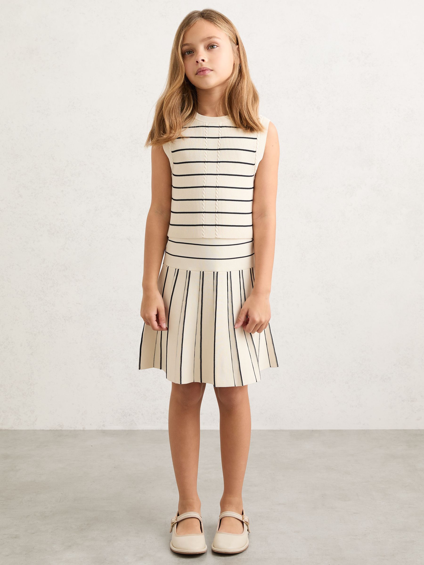 Stripe Knitted Sleeveless Top in Ivory/Navy - Image 3 of 4