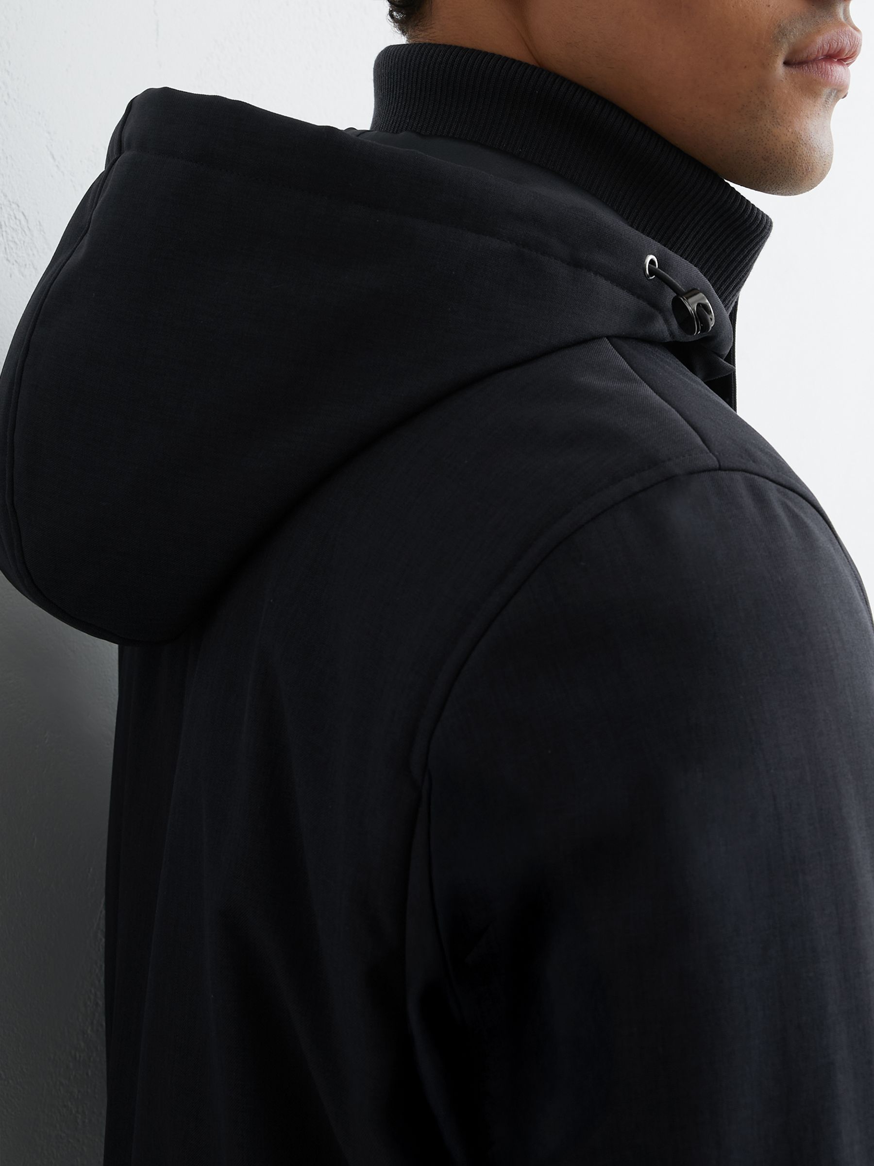 Hooded Zip-Through Padded Coat in Navy - Image 4 of 6