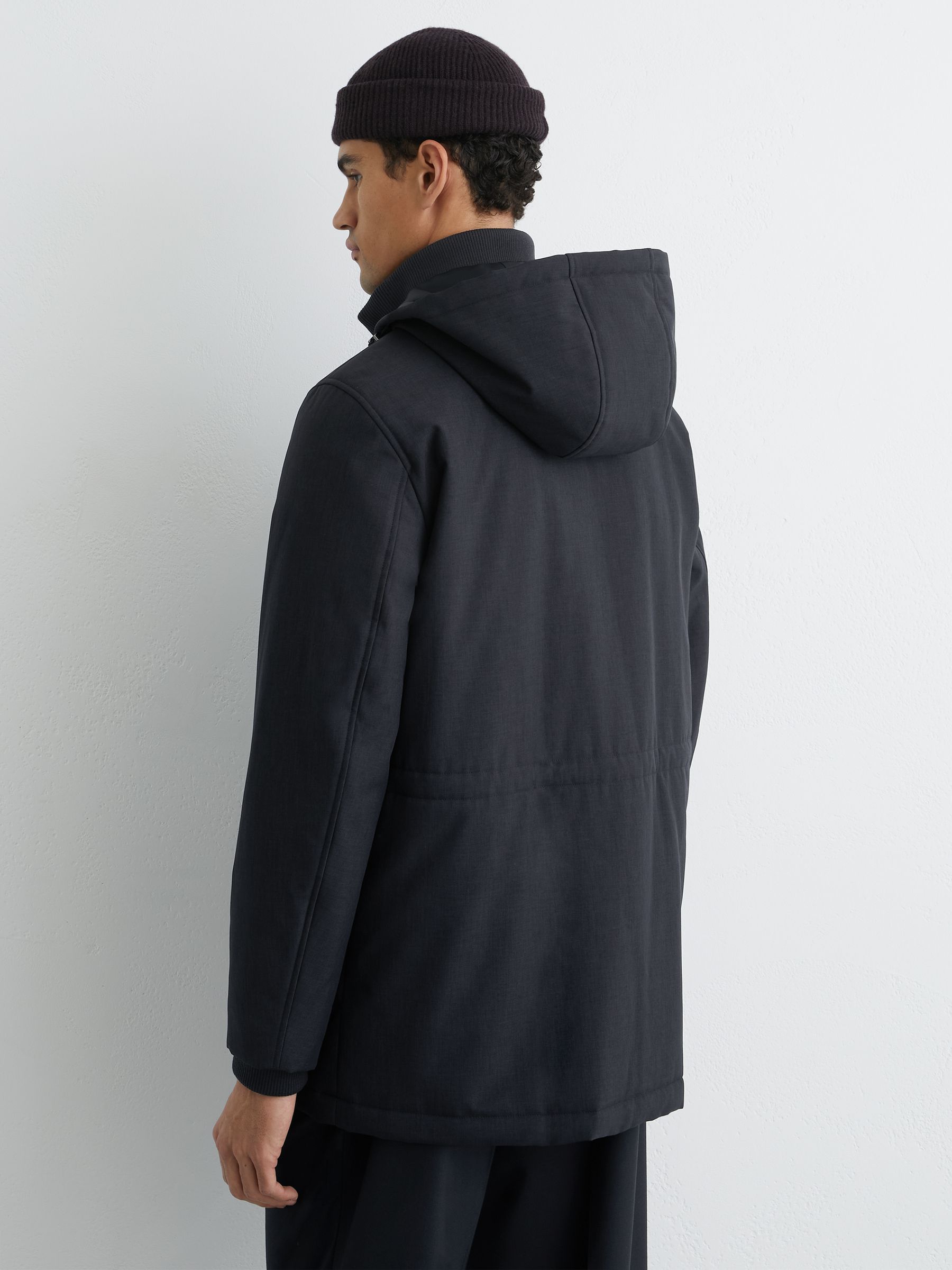 Hooded Zip-Through Padded Coat in Navy - Image 5 of 6