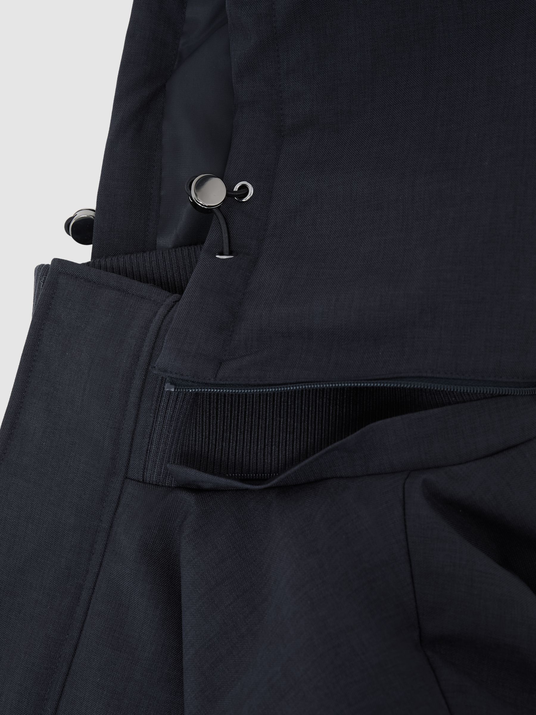 Hooded Zip-Through Padded Coat in Navy - image 3