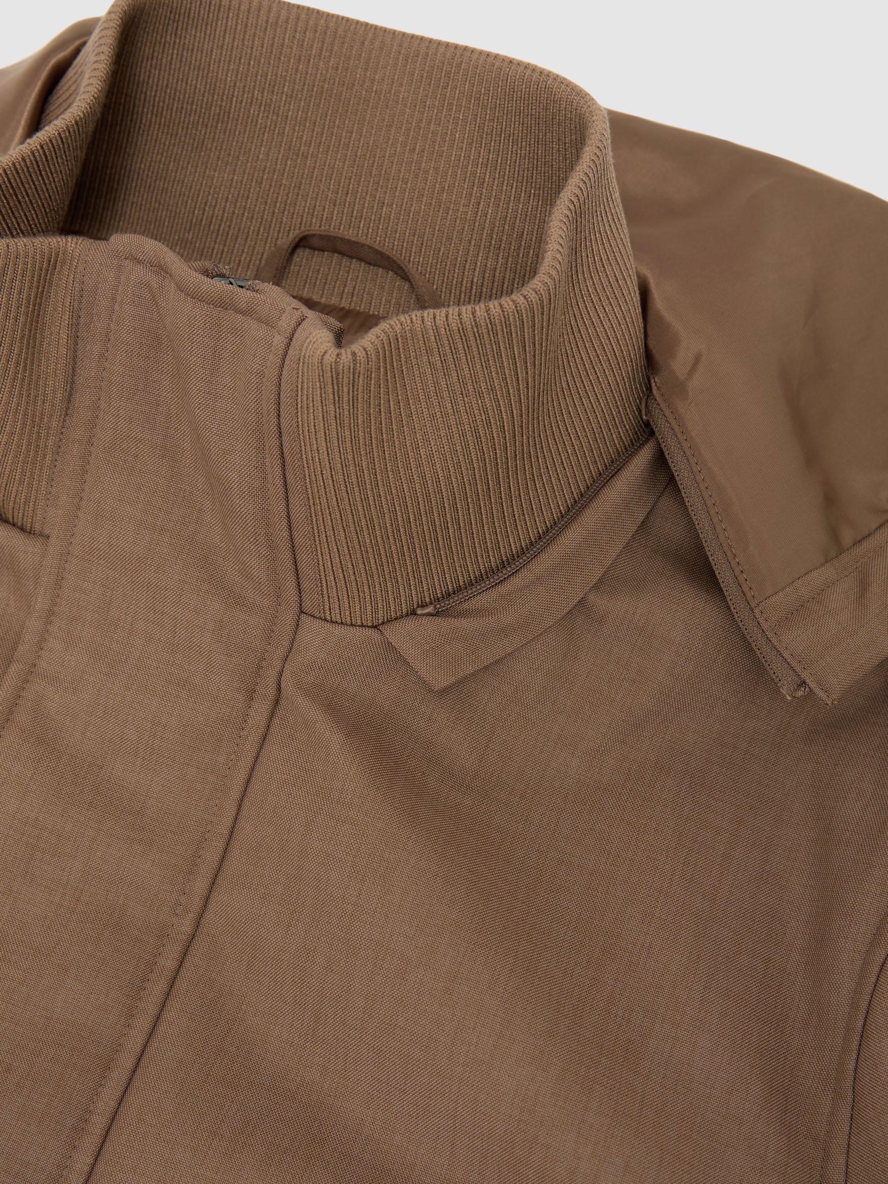 Hooded Zip-Through Padded Coat in Light Brown - image 4
