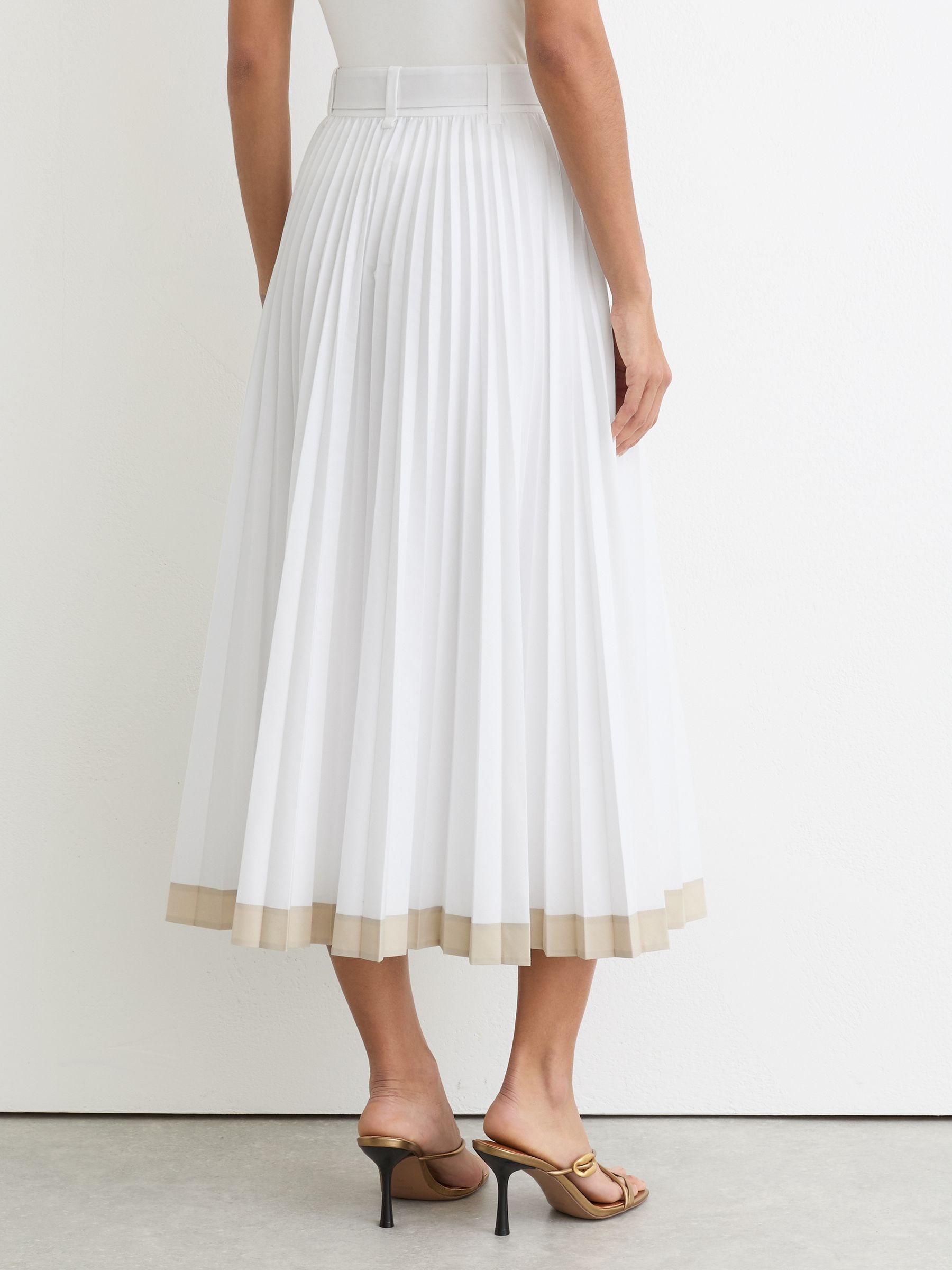 Pleated Cotton Skirt in Ivory - Image 3 of 7