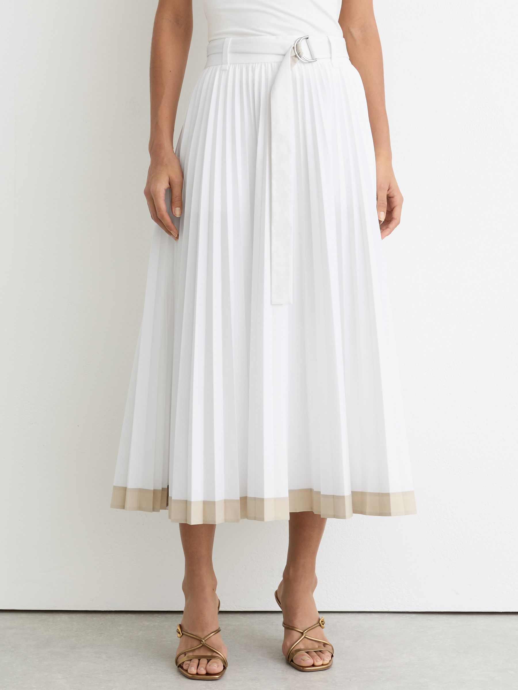 Pleated Cotton Skirt in Ivory - Image 6 of 7