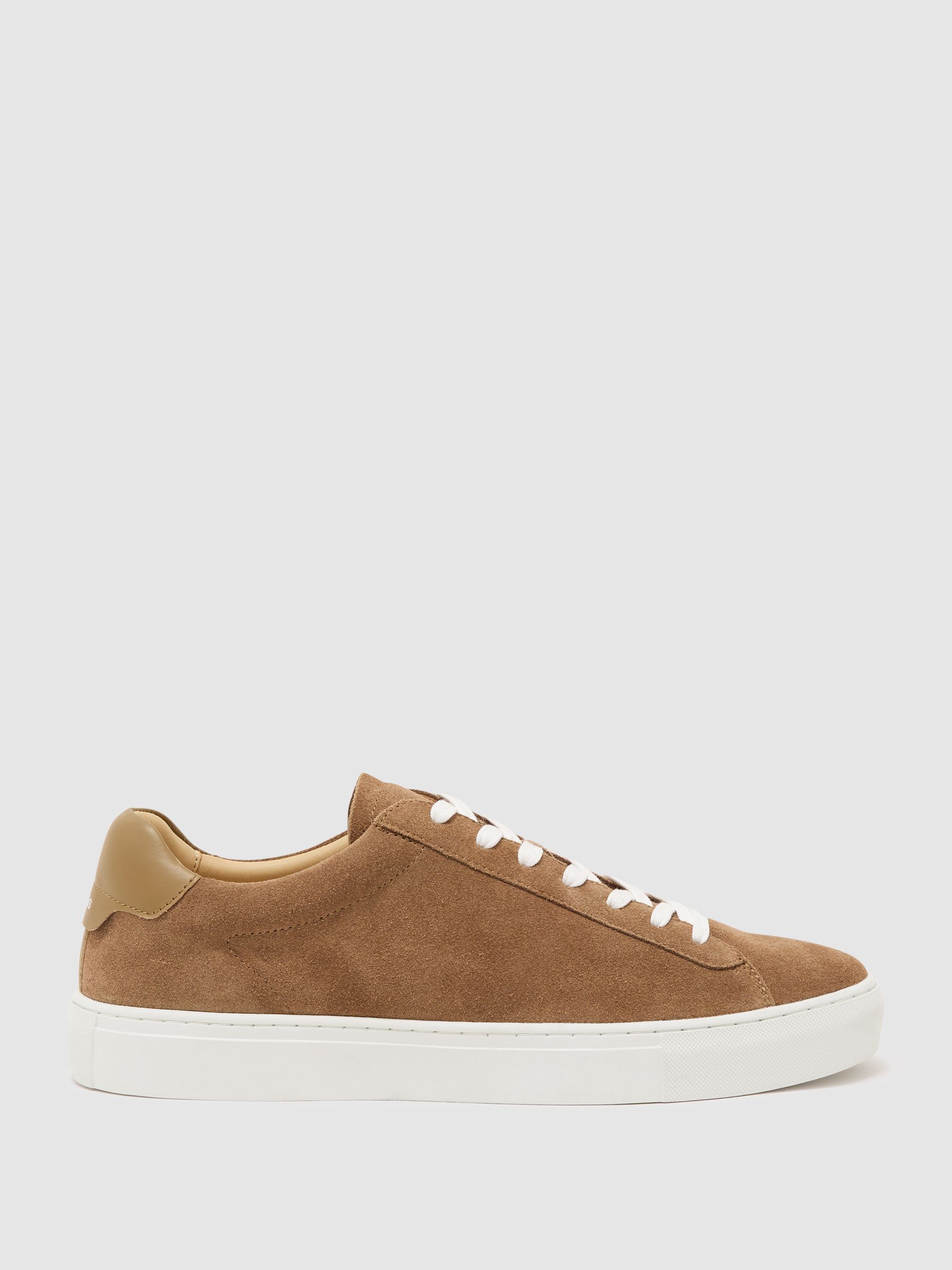 Low-Top Suede Trainers in Camel Brown - image 1