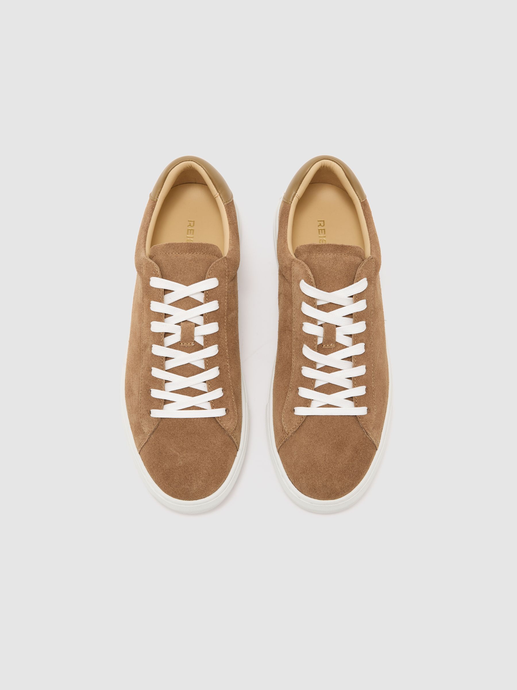 Low-Top Suede Trainers in Camel Brown - image 3