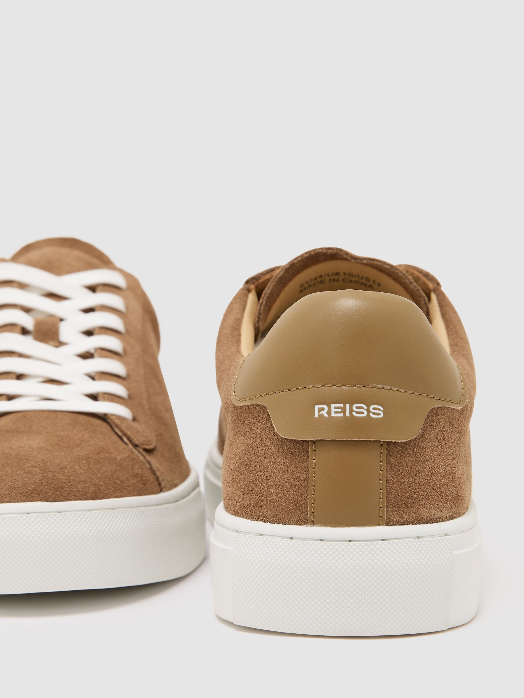 Low-Top Suede Trainers in Camel Brown - image 4