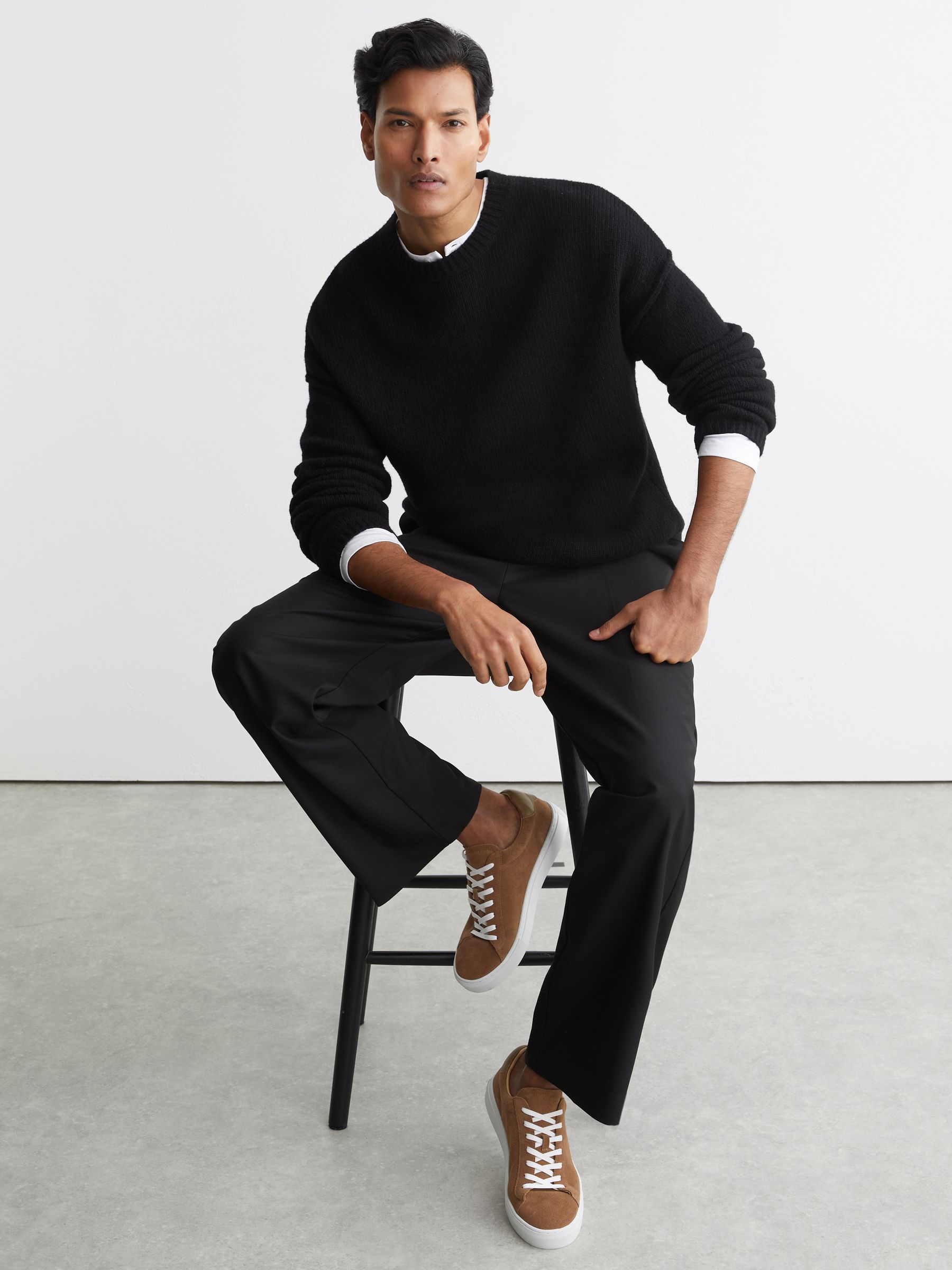 Low-Top Suede Trainers in Camel Brown - image 2
