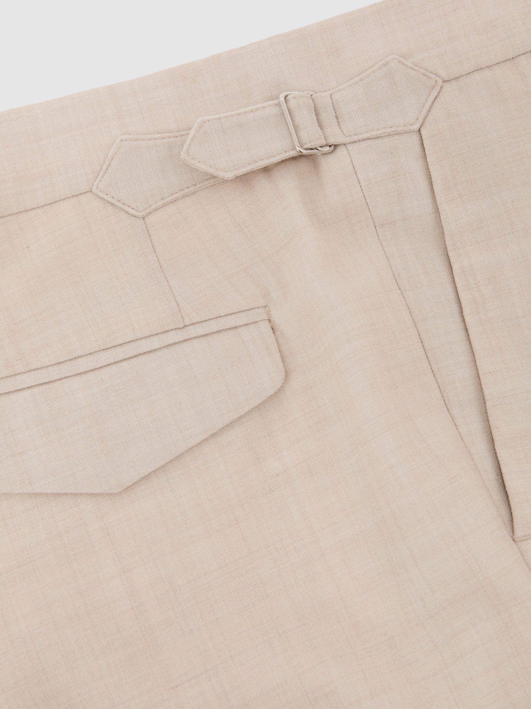 Tapered Fit Side-Adjuster Suit Trousers With Wool in Stone - image 3