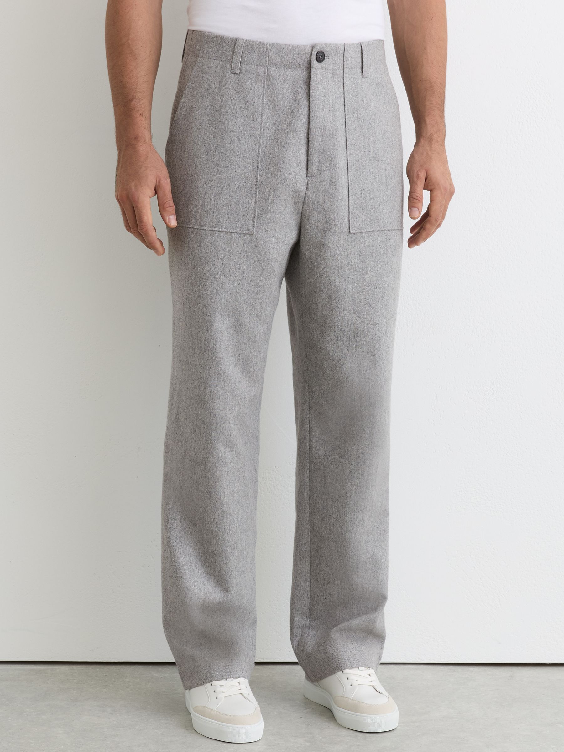 Vlněné Blend Kalhoty s Široké nohavice v měkké šedé barvě - Obrázek 3 z 6