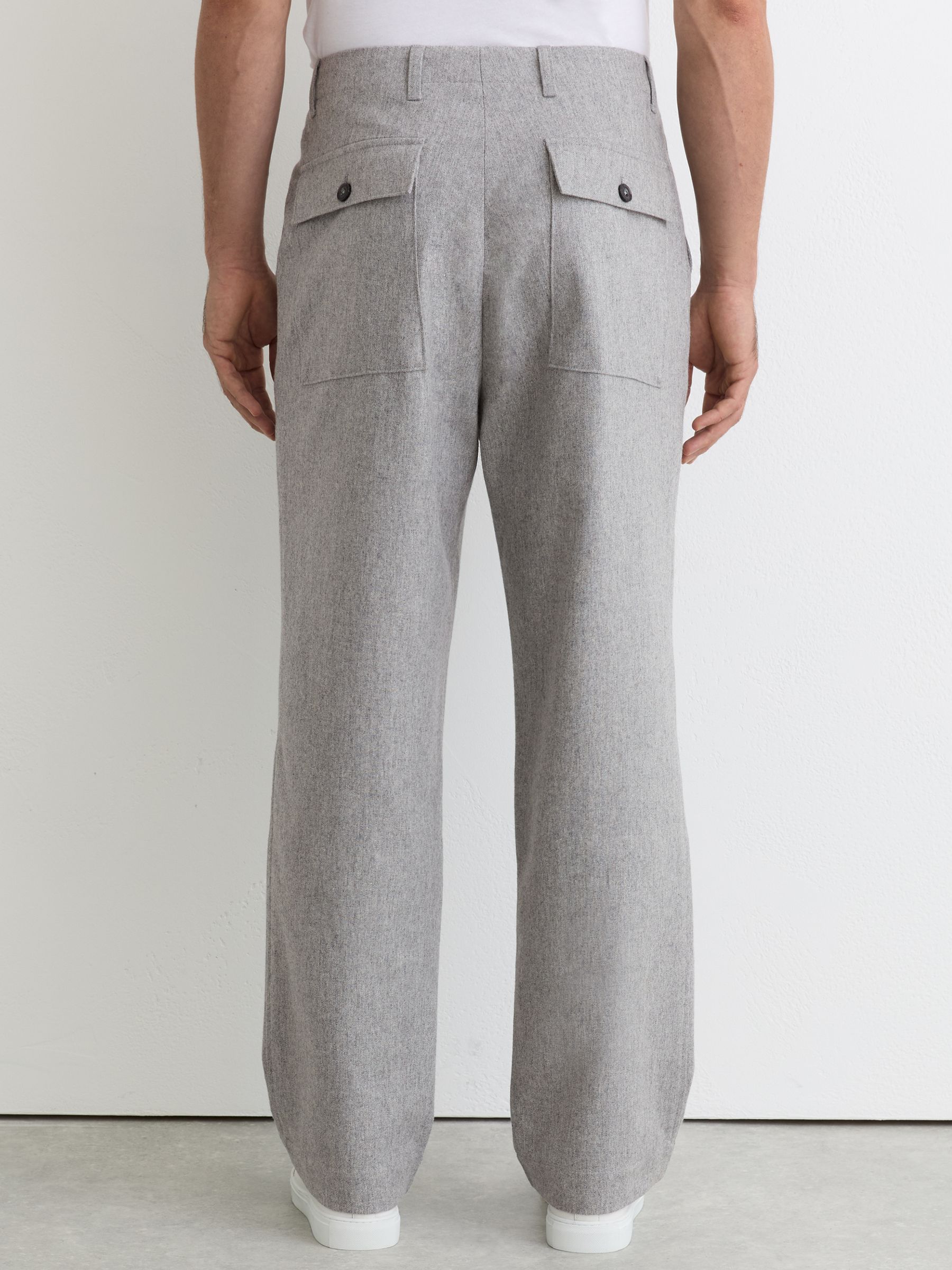 Vlněné Blend Kalhoty s Široké nohavice v měkké šedé barvě - Obrázek 5 z 6