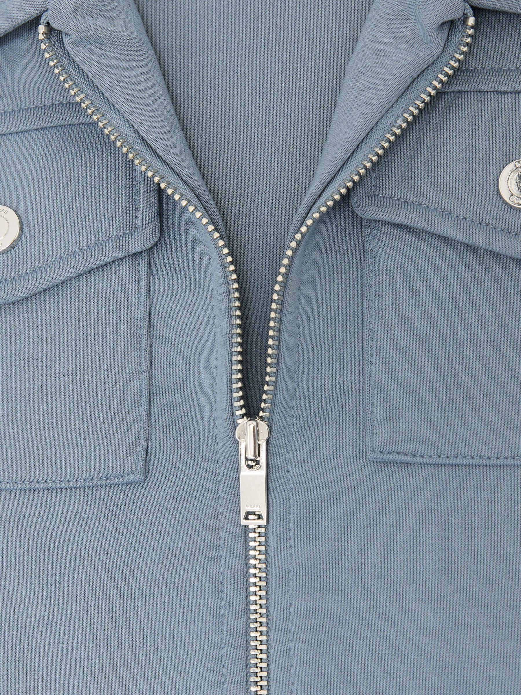 9-13 yrs Premium Interlock Zip-Through Overshirt in Airforce Blue - Image 5 of 5