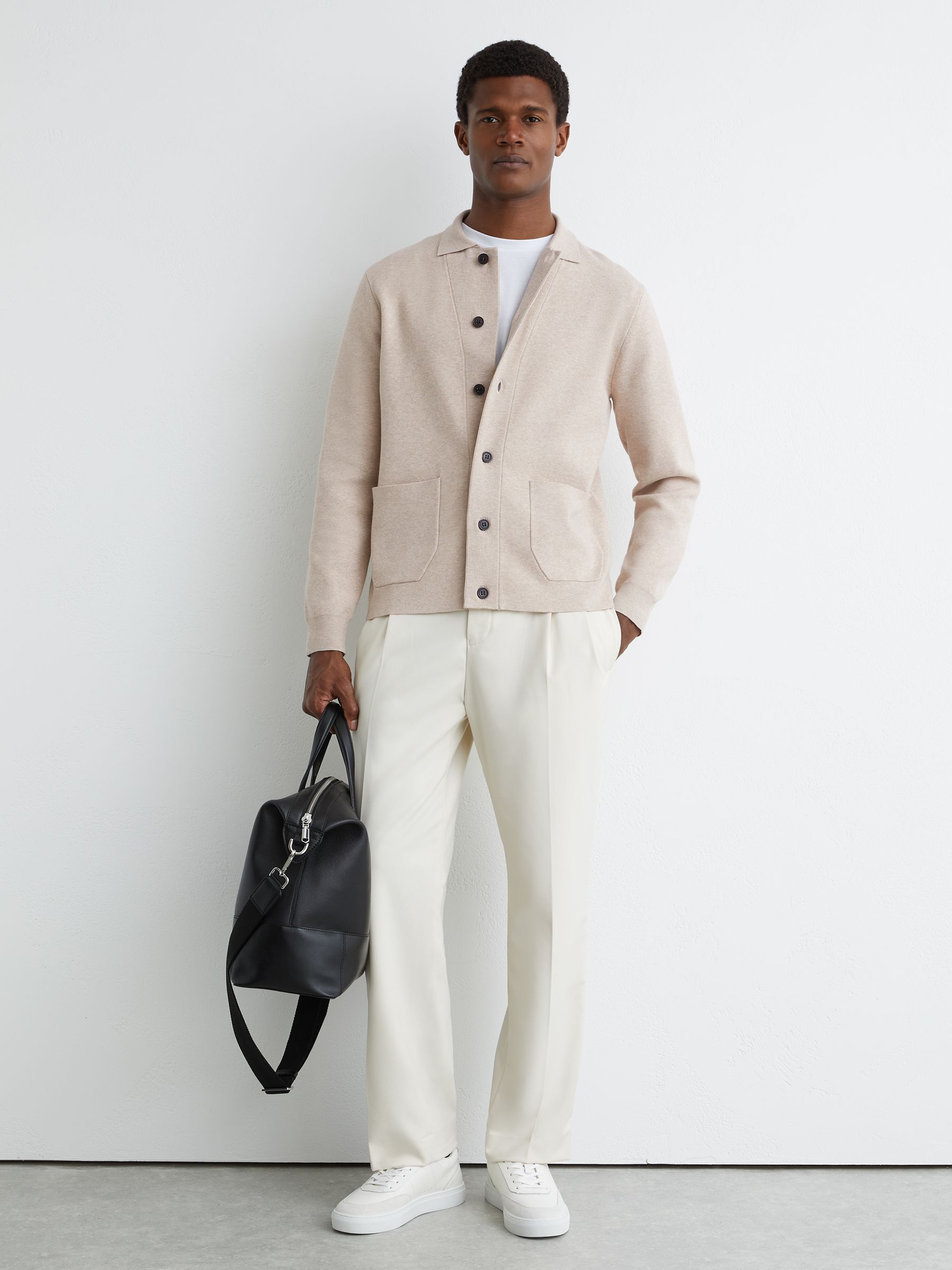 Collared Button-Through Cardigan in Oatmeal - image 5
