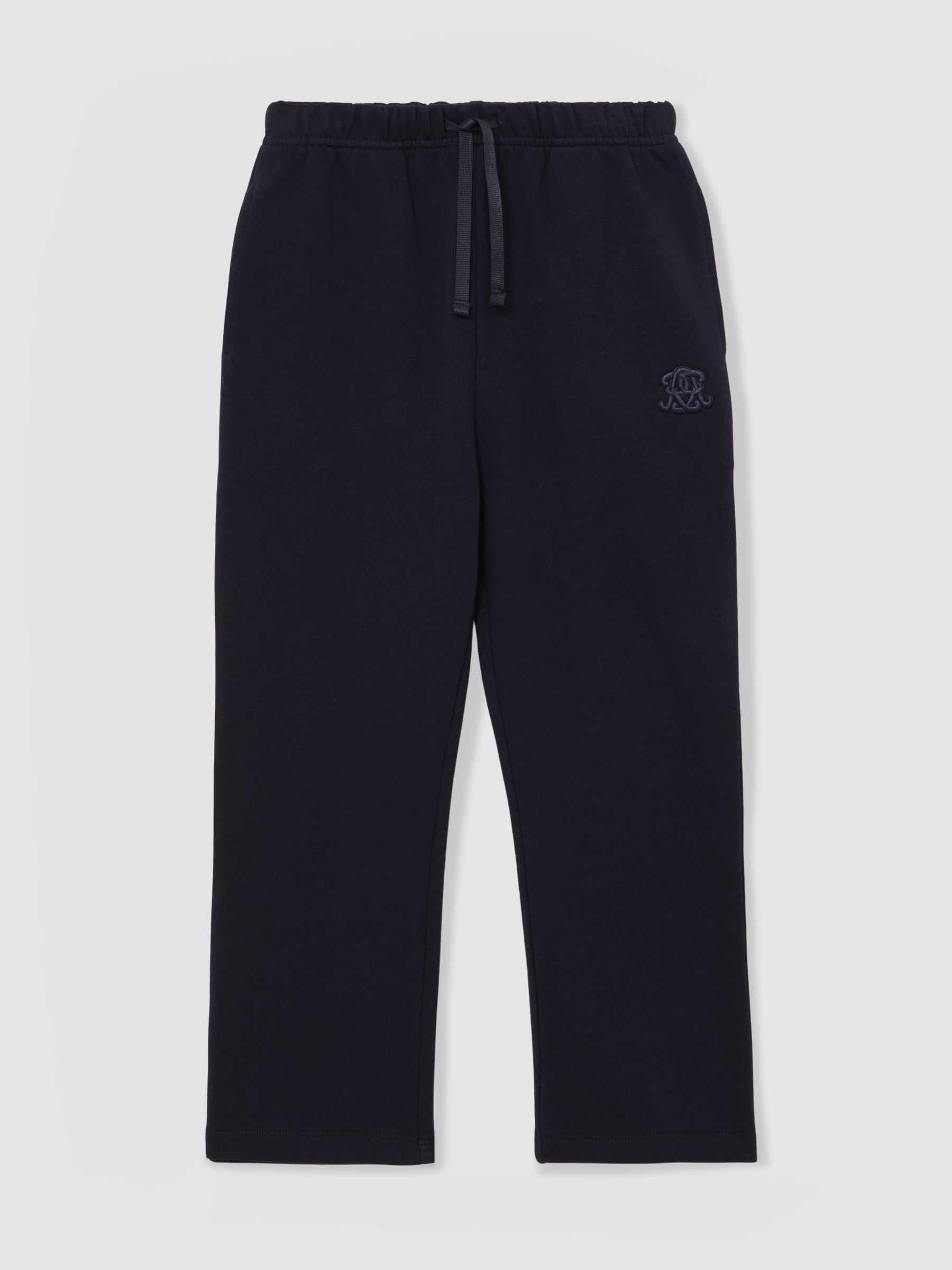 3-9 yrs Monogram Embroidered Cotton Joggers in Navy Blue - Image 2 of 6