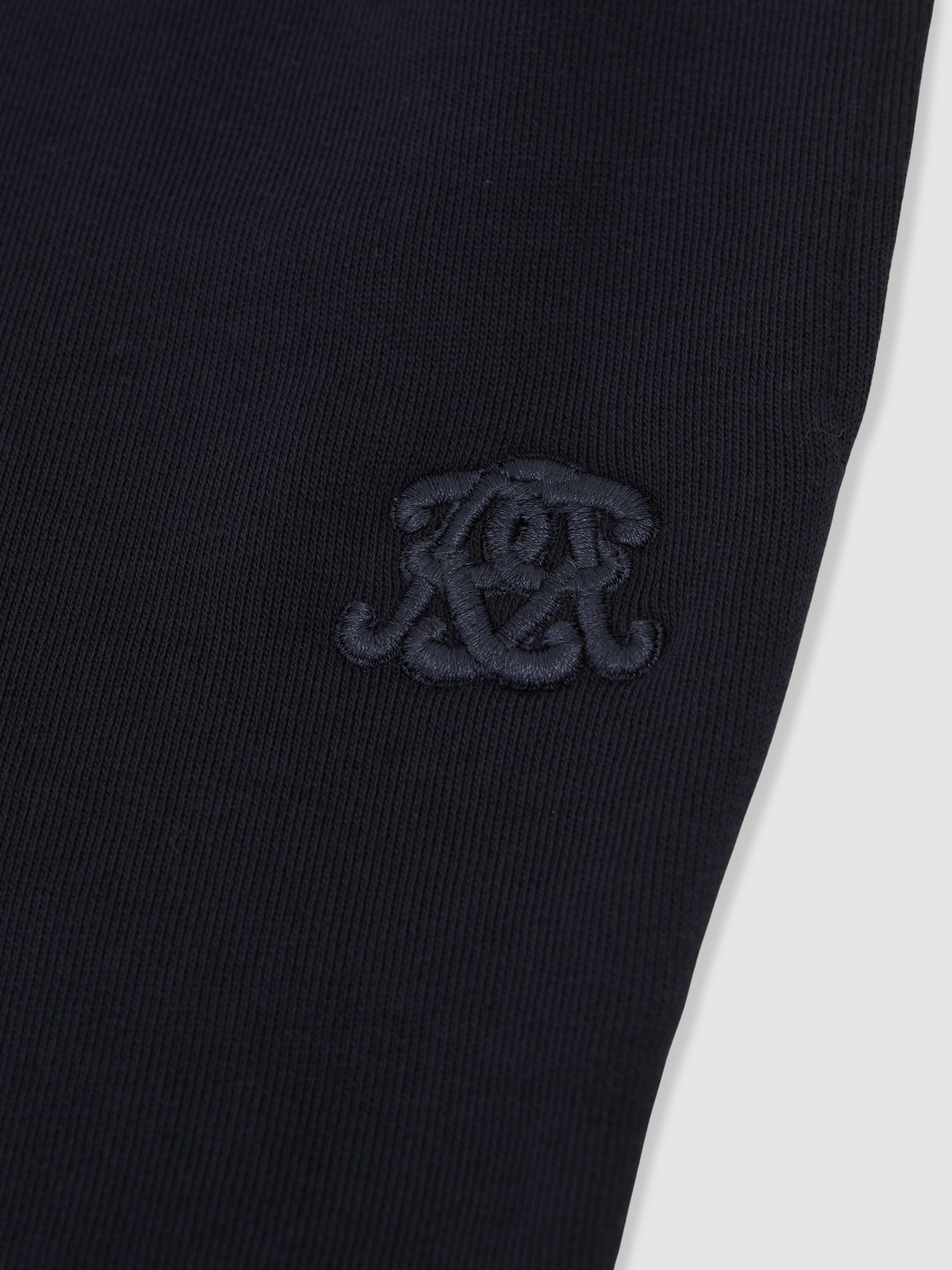 3-9 yrs Monogram Embroidered Cotton Joggers in Navy Blue - Image 6 of 6
