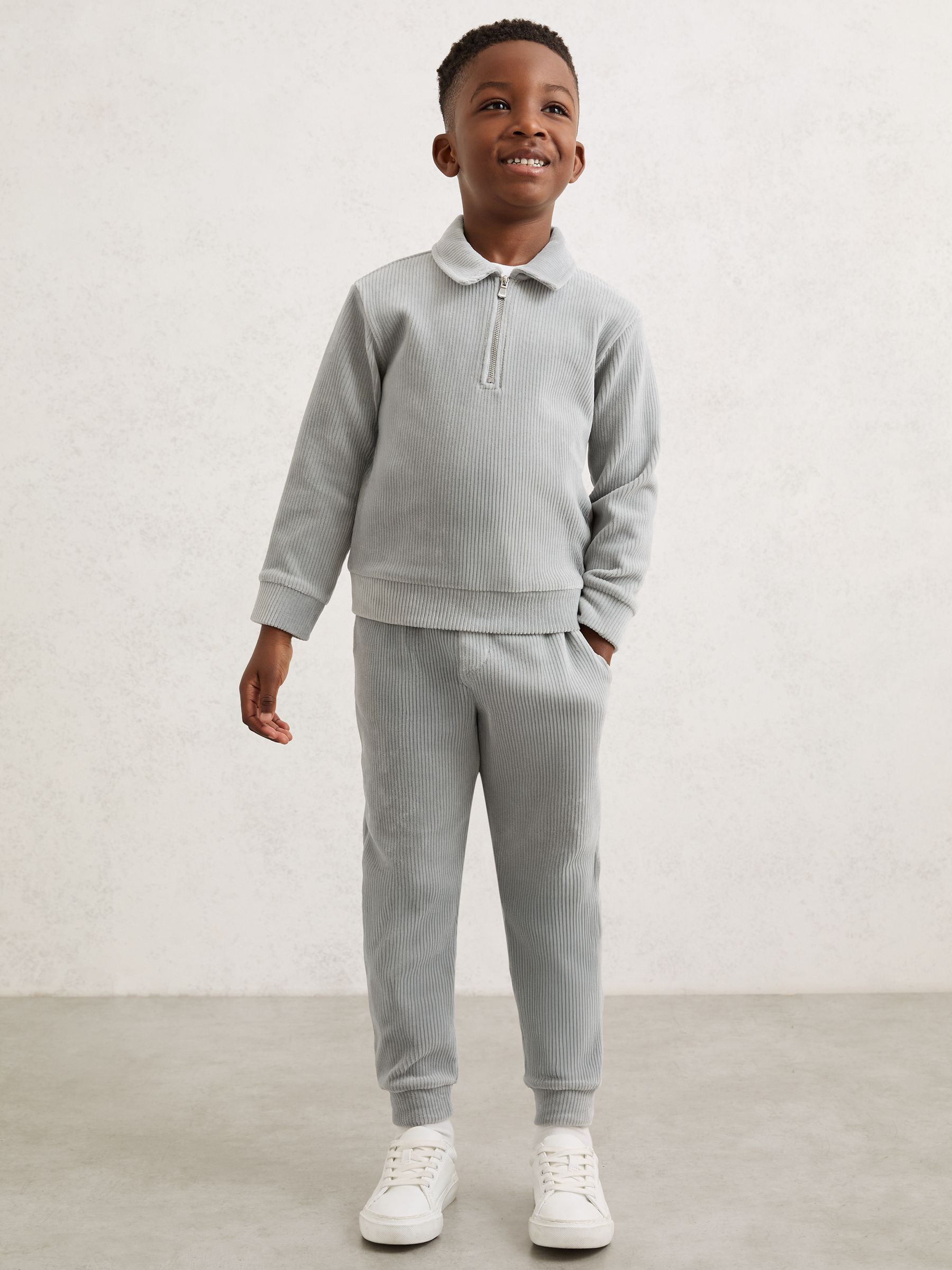 3-9 yrs Corduroy Drawstring Joggers in Soft Grey - Image 1 of 4