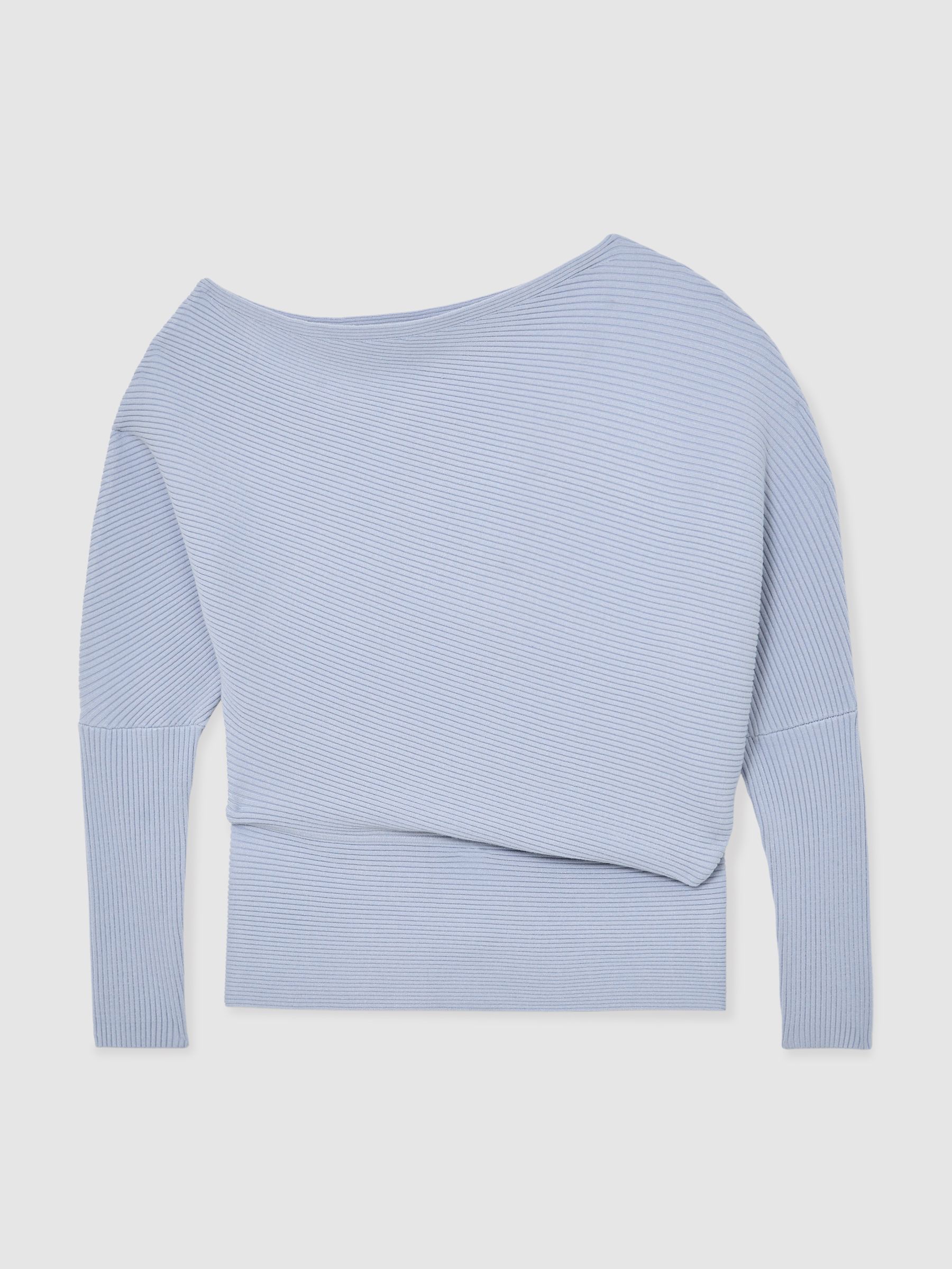 Asymmetric Draped Knitted Jumper in Blue - Image 2 of 6