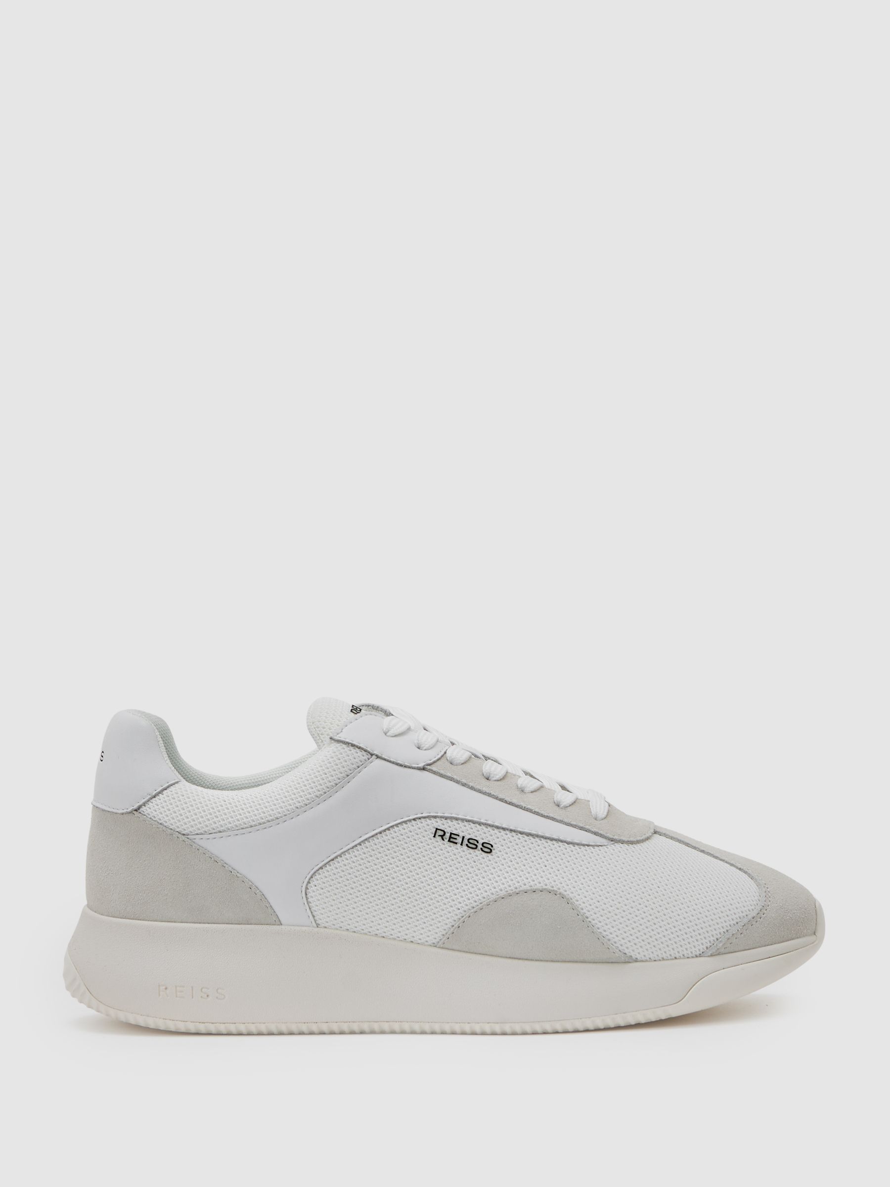 Bonded-Leather Suede Running Trainers in White - Image 2 of 5