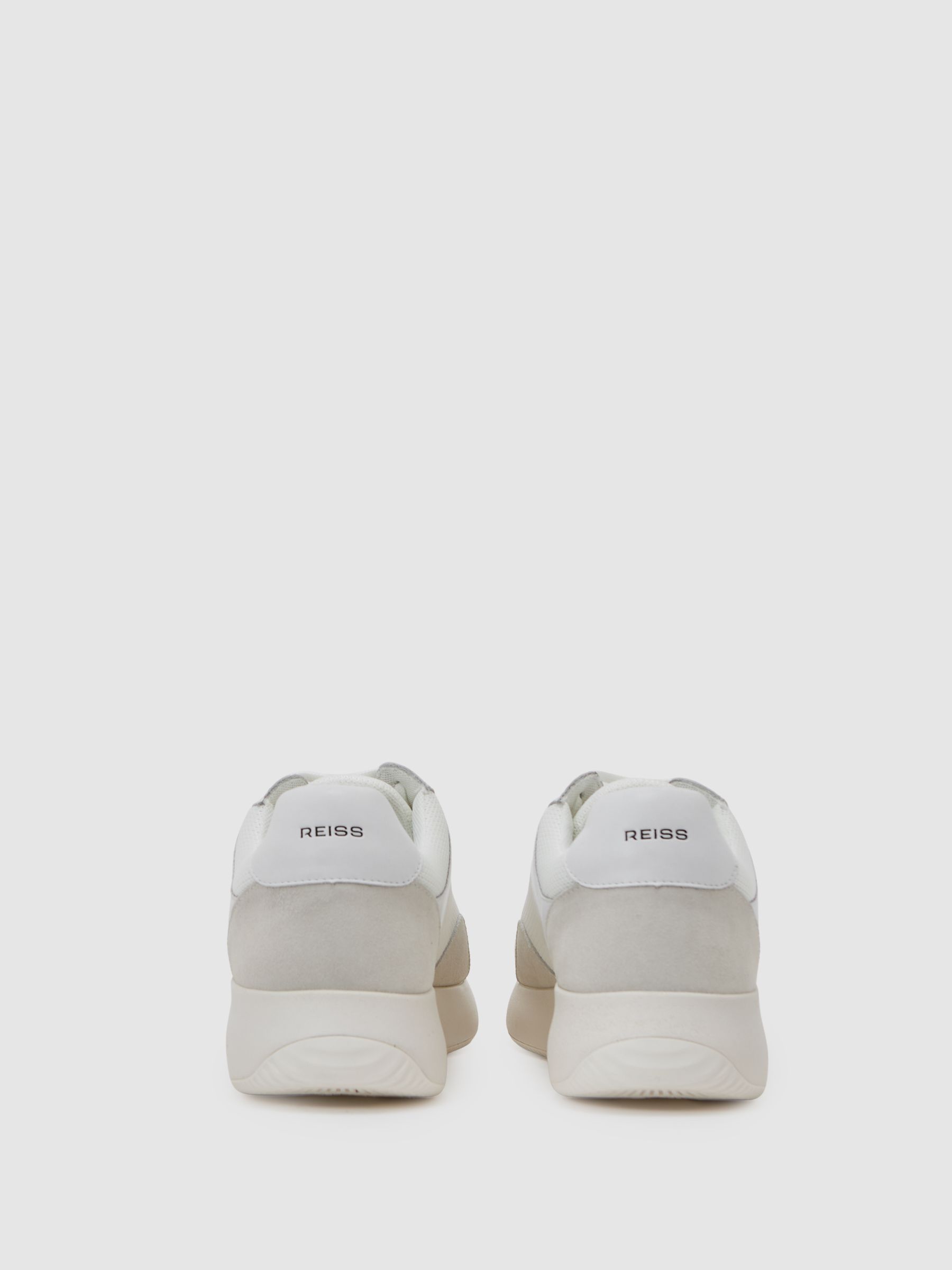Bonded-Leather Suede Running Trainers in White - Image 4 of 5