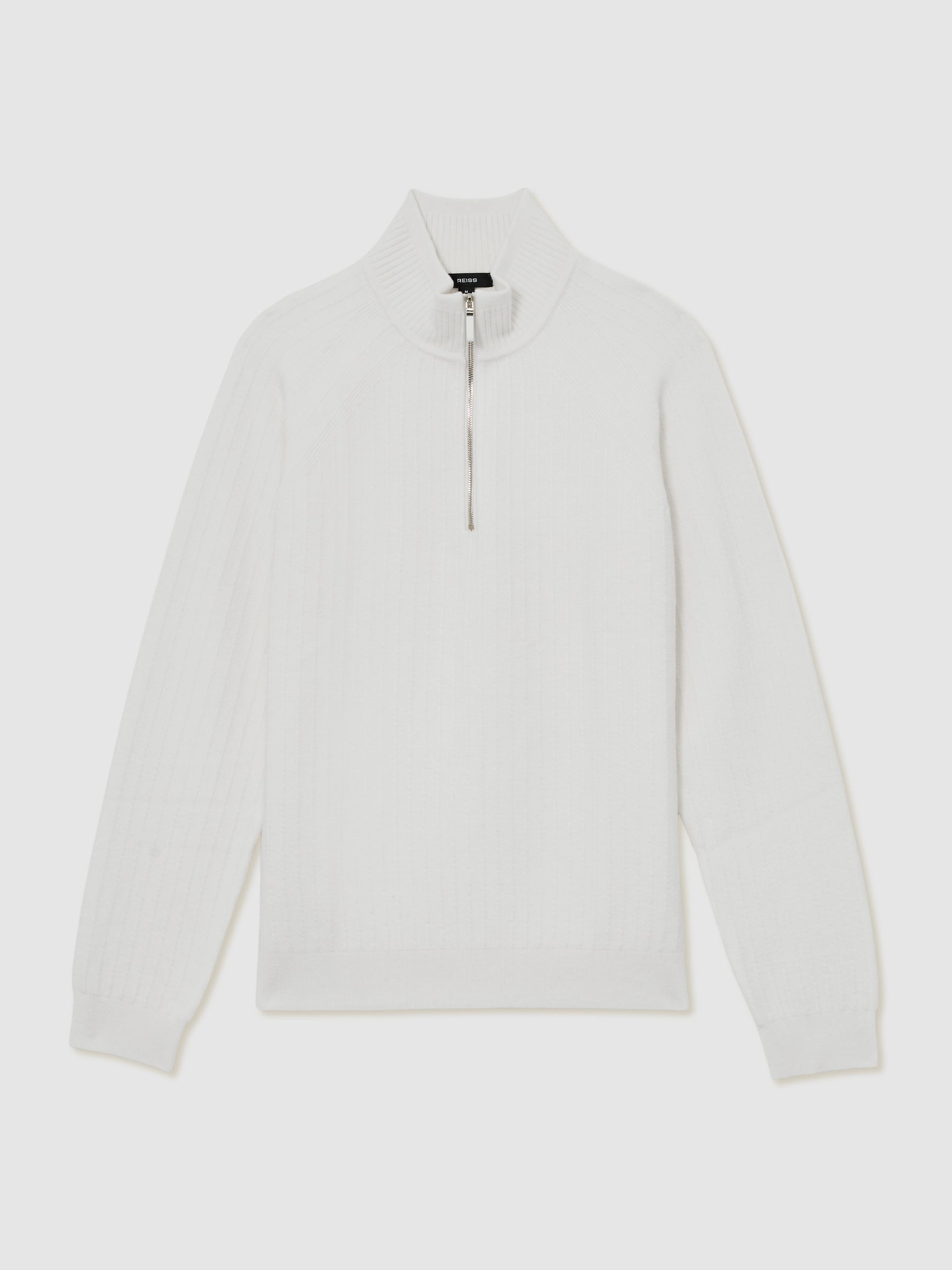Textured-Knit Half-Zip Jumper with Wool in White