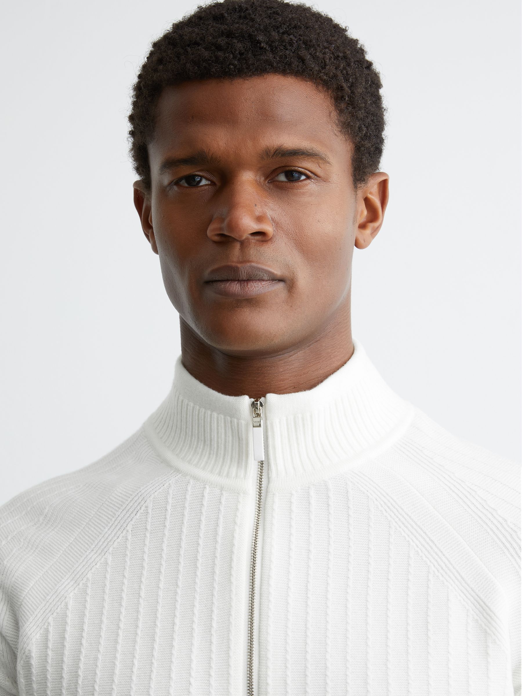Textured-Knit Half-Zip Jumper with Wool in White - image 5