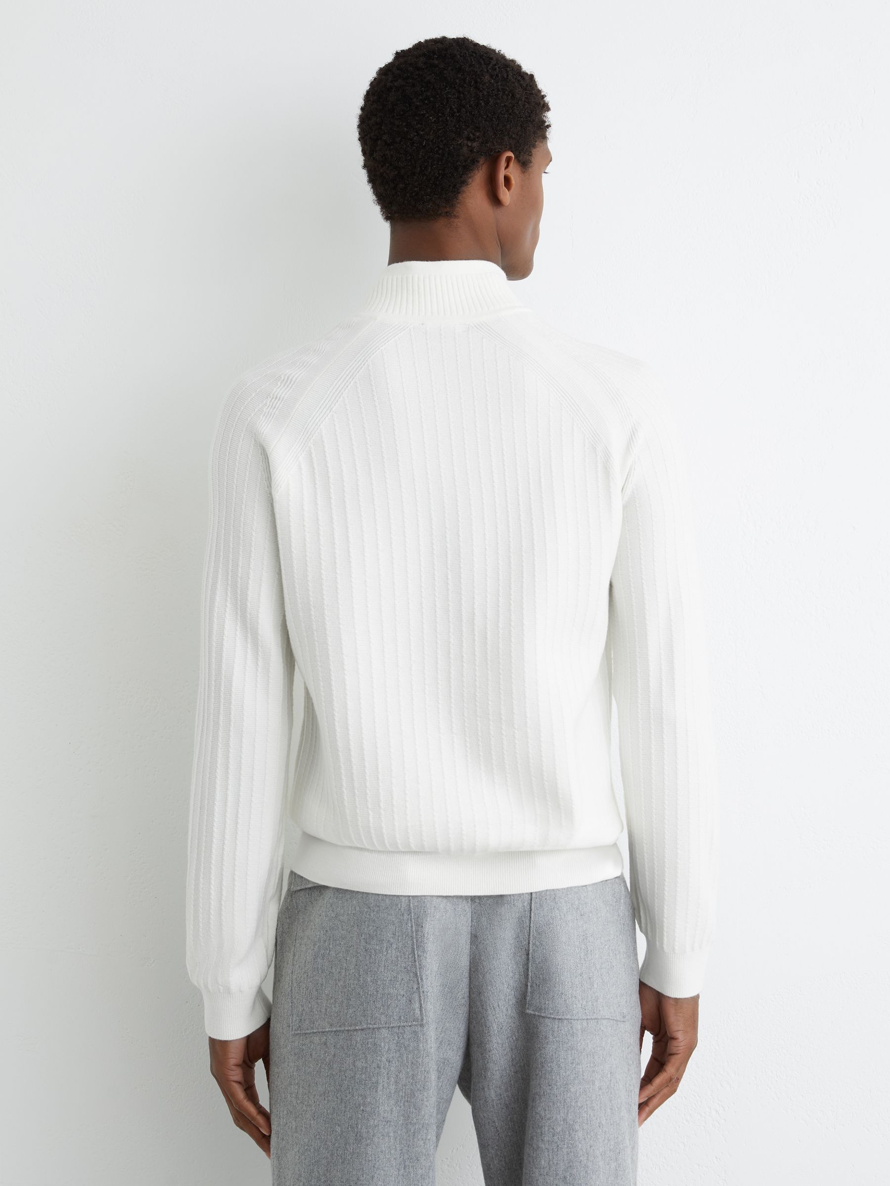 Textured-Knit Half-Zip Jumper with Wool in White - image 4