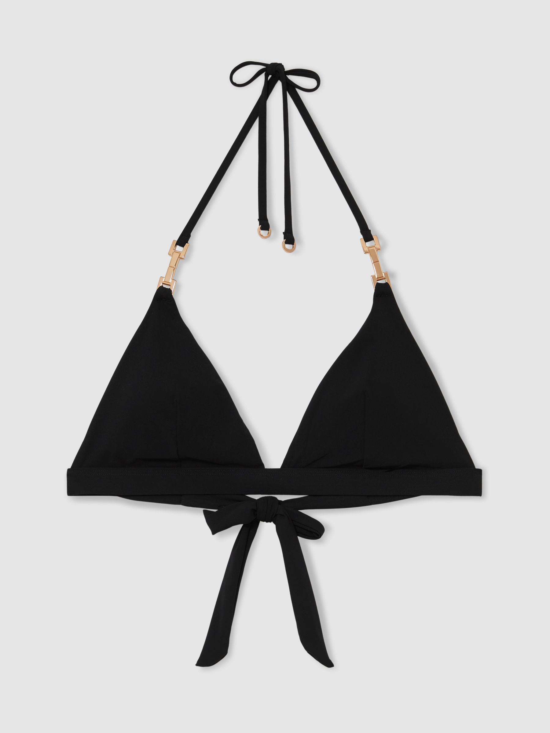 Triangle Halter-Neck Bikini Top in Black - Image 2 of 8