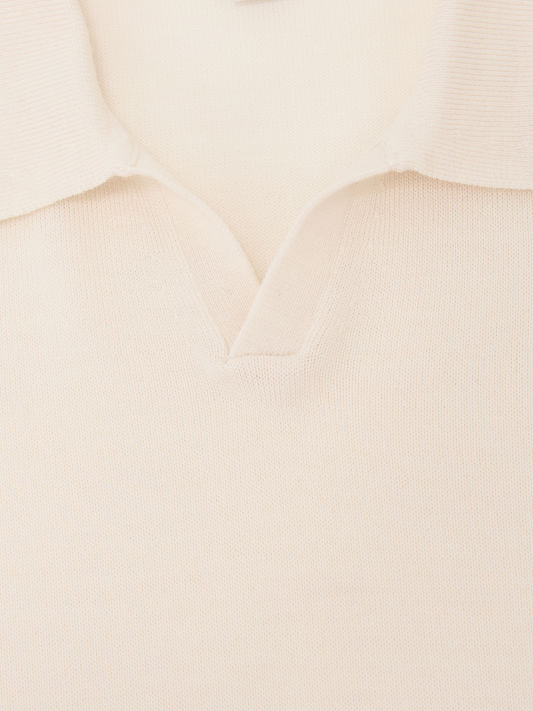 Merino Wool Open-Collar Polo Shirt in Snow White - Image 4 of 4
