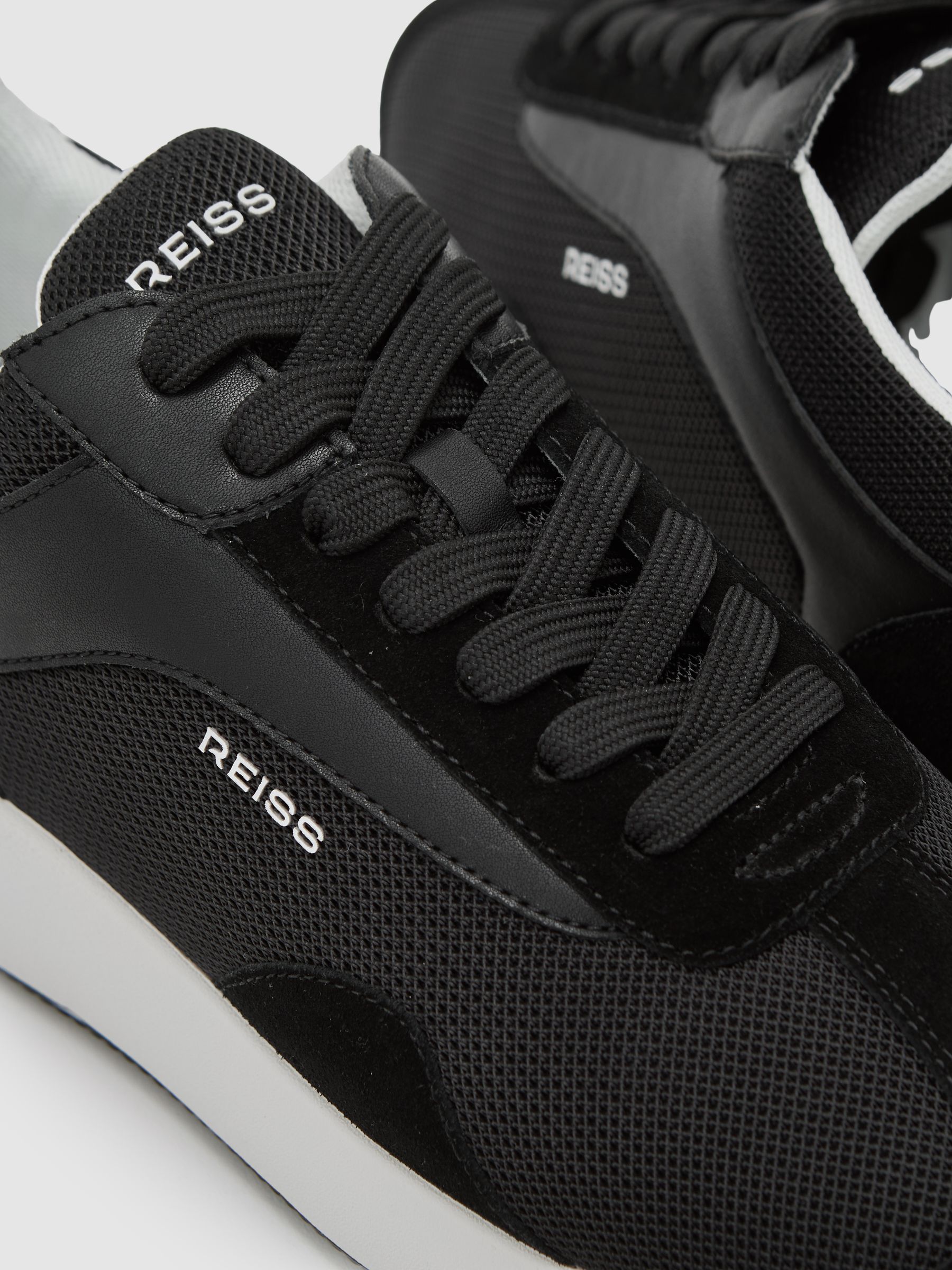 Bonded-Leather Suede Running Trainers in Black - Image 5 of 6