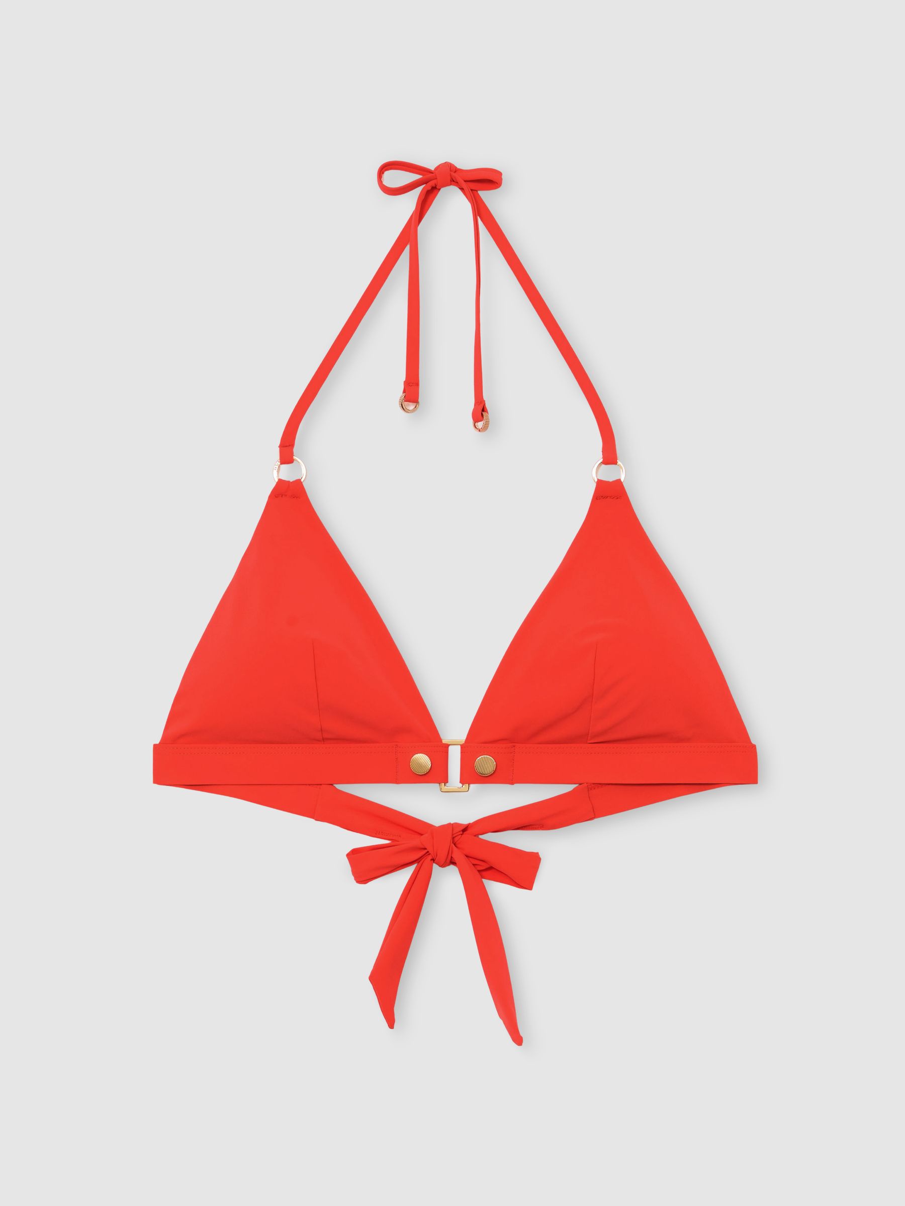 Triangle Stud-Detail Bikini Top in Coral Orange - Image 2 of 7