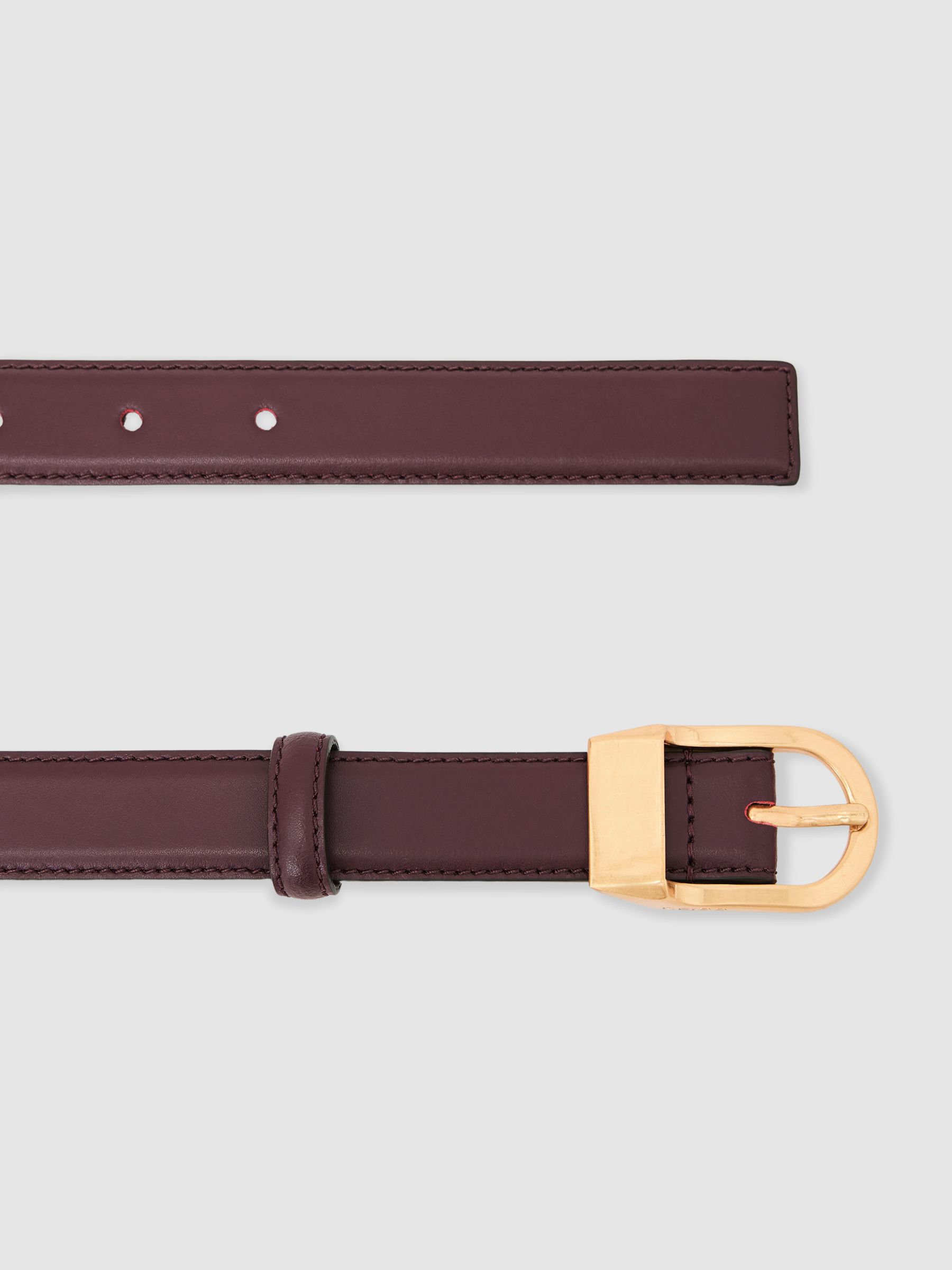 Leather Curved-Buckle Belt in Burgundy - Image 5 of 5