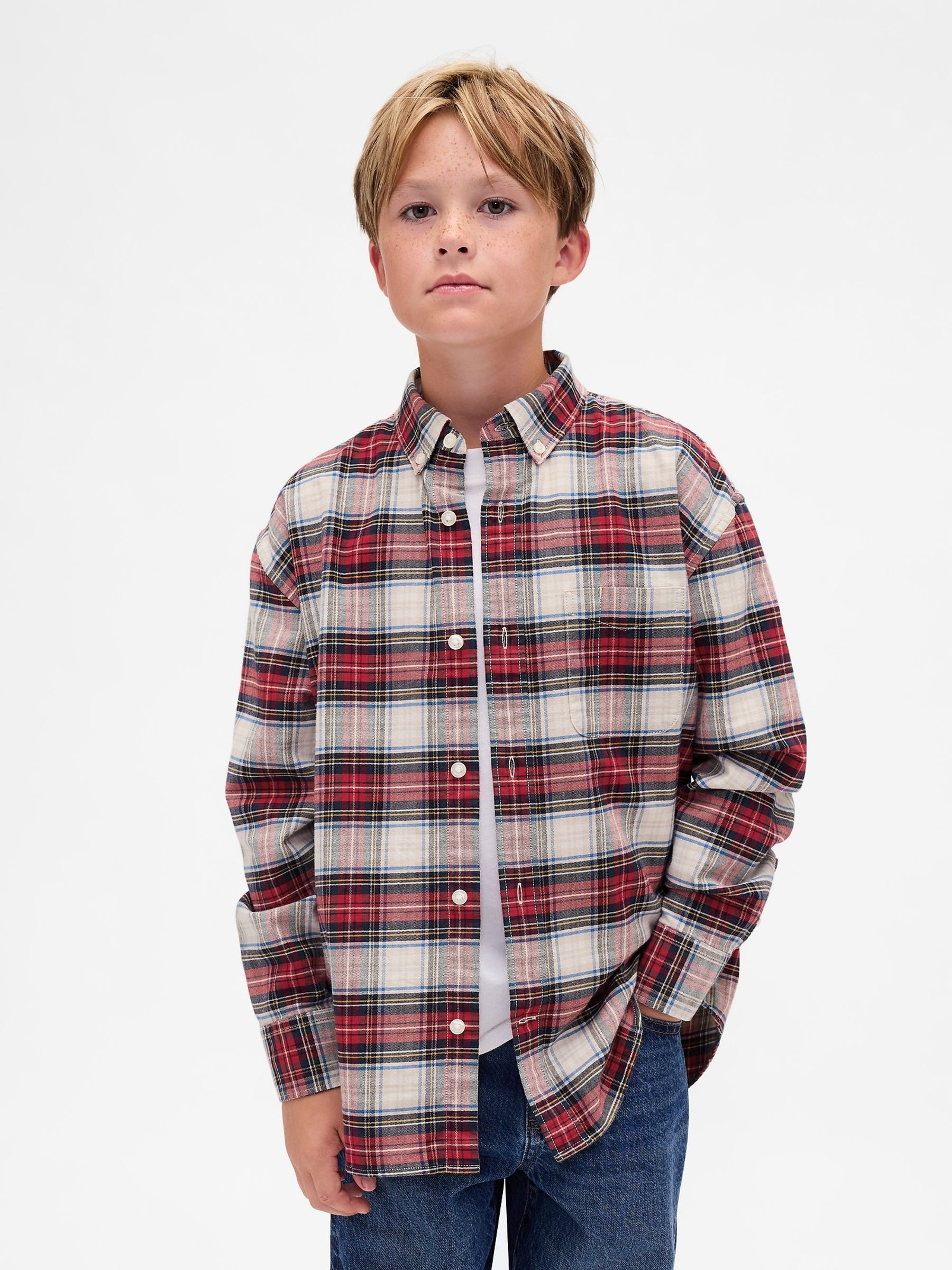 Red Relaxed Oxford Shirt (4-13yrs) - Image 1 of 5