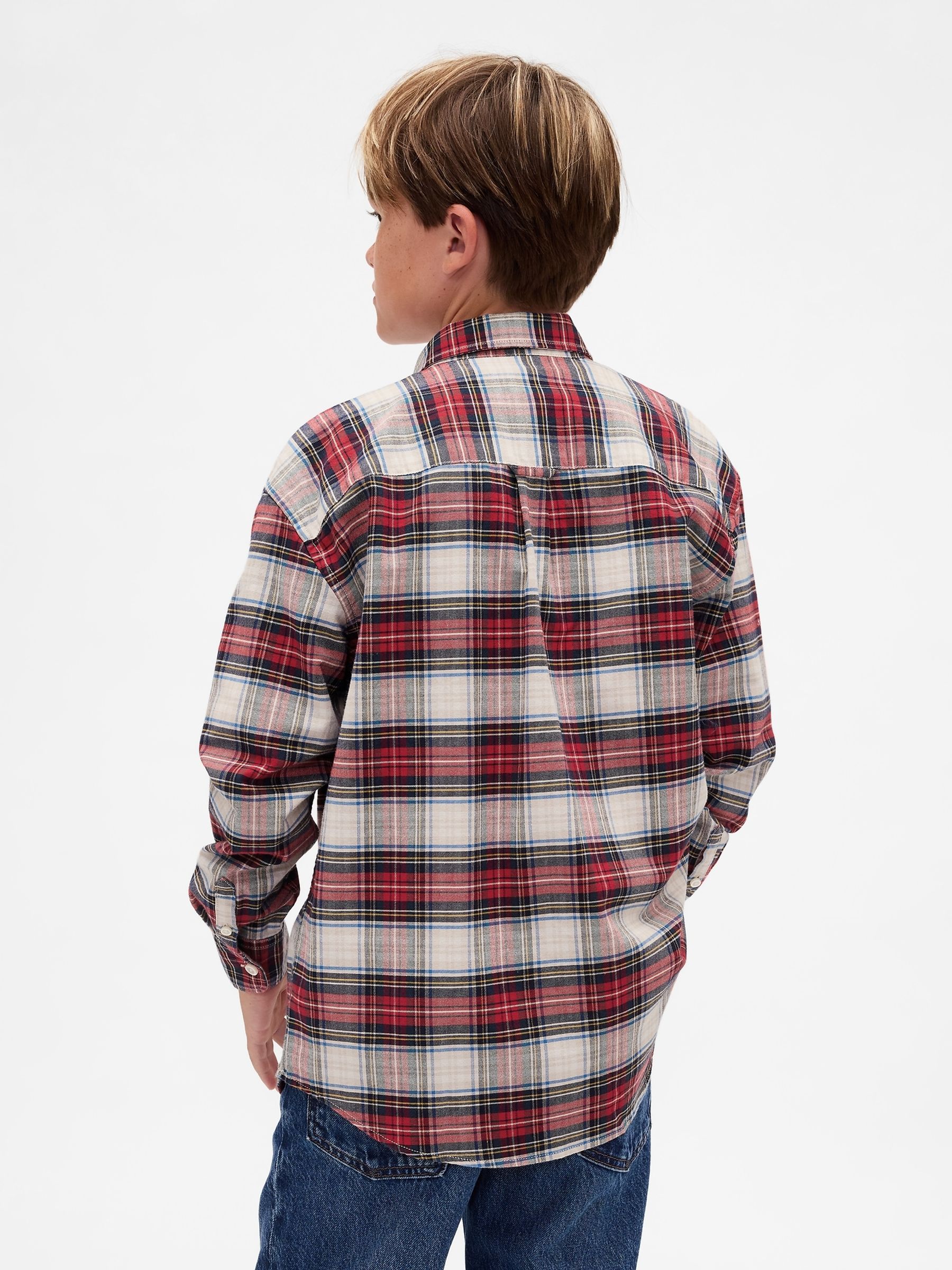 Red Relaxed Oxford Shirt (4-13yrs) - Image 2 of 5 Red Relaxed Oxford Shirt (4-13yrs) - Image 2 of 5
