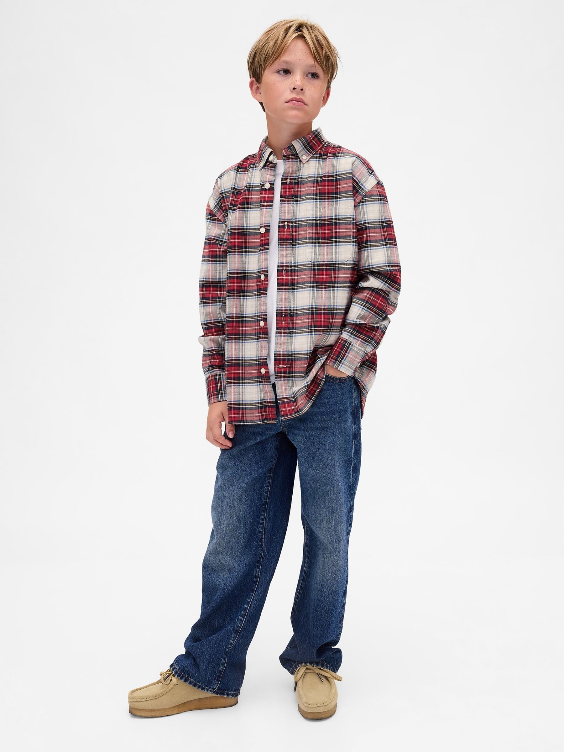 Red Relaxed Oxford Shirt (4-13yrs) - Image 3 of 5