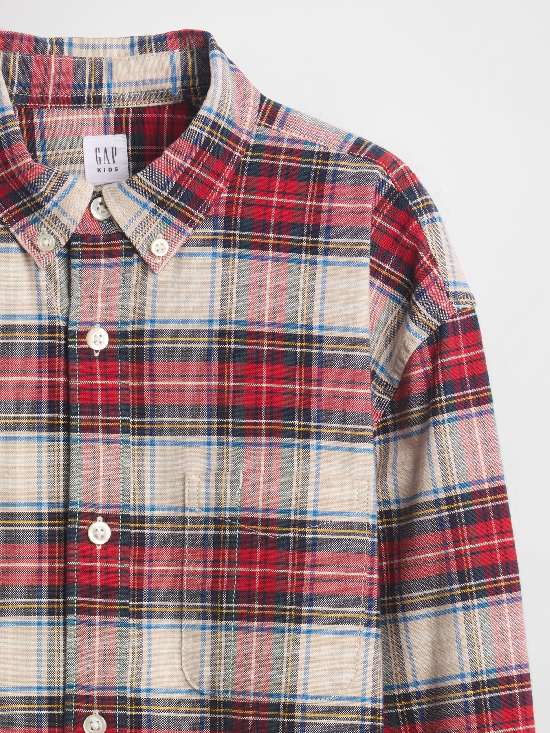 Red Relaxed Oxford Shirt (4-13yrs) - Image 5 of 5 Red Relaxed Oxford Shirt (4-13yrs) - Image 5 of 5