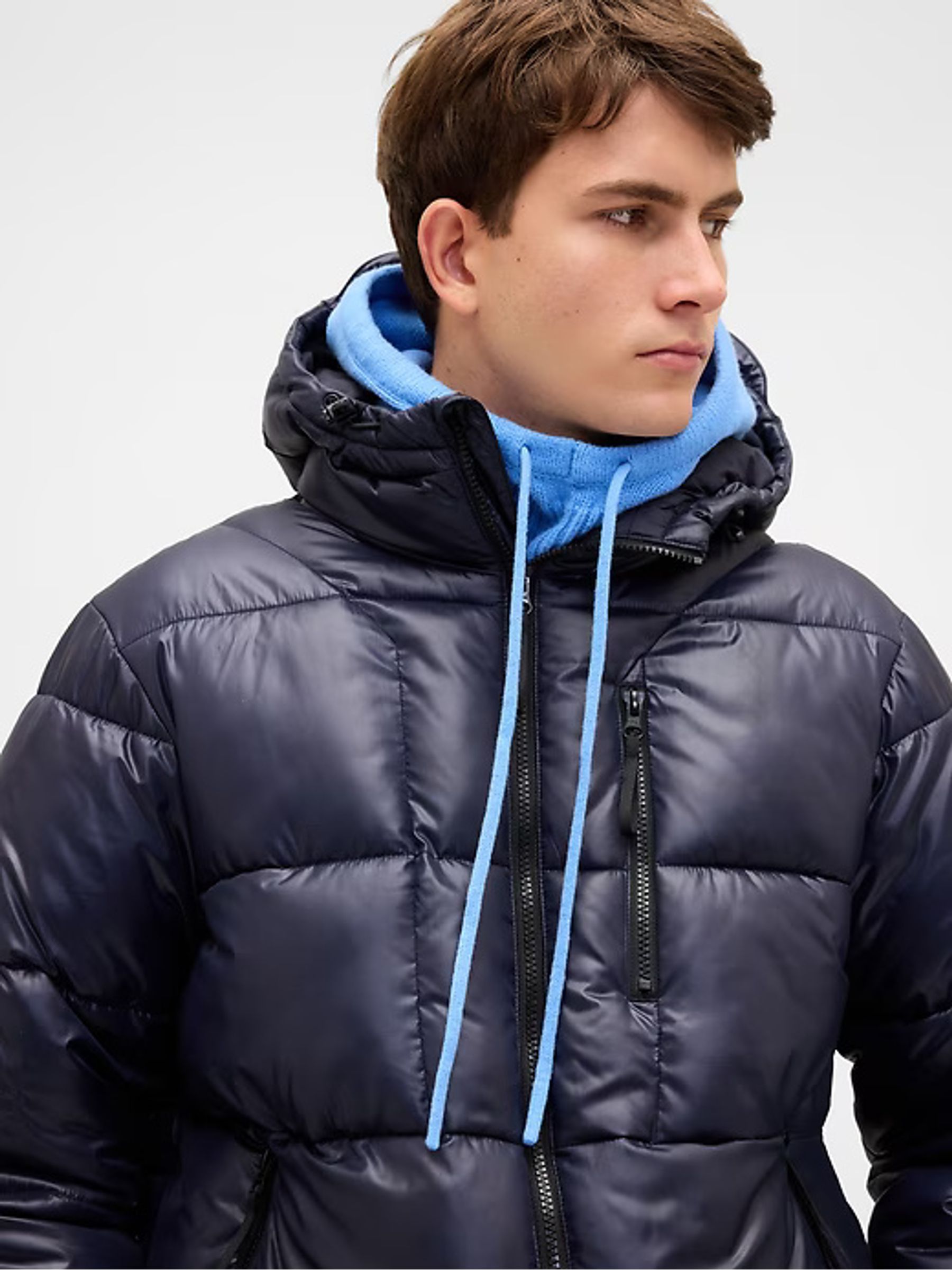 Bright Blue CashSoft Drawcord Knitted Snood Hat - Image 2 of 3