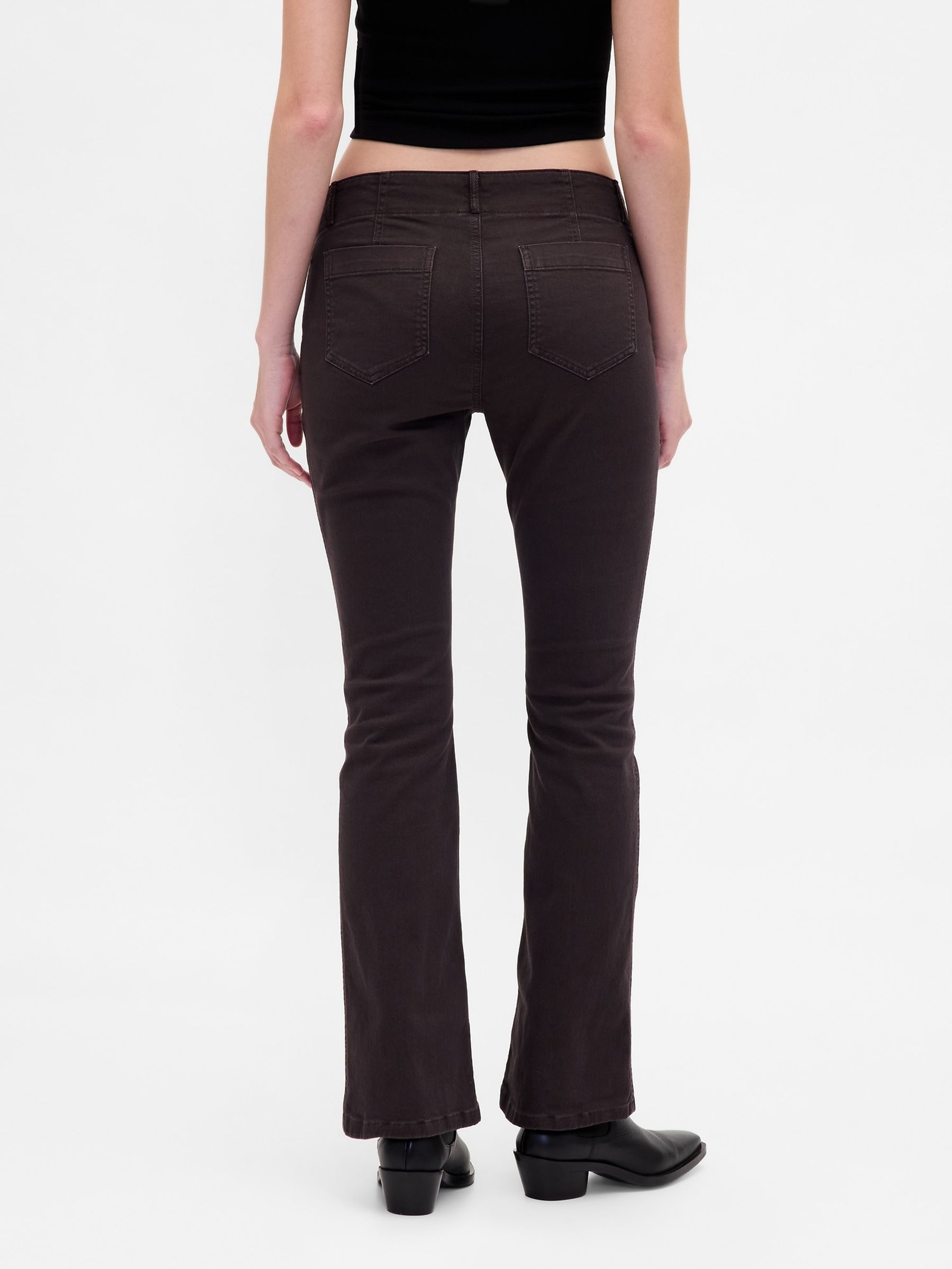 Brown Low Waisted Twill Long and Lean Trousers - Image 2 of 4 Brown Low Waisted Twill Long and Lean Trousers - Image 2 of 4