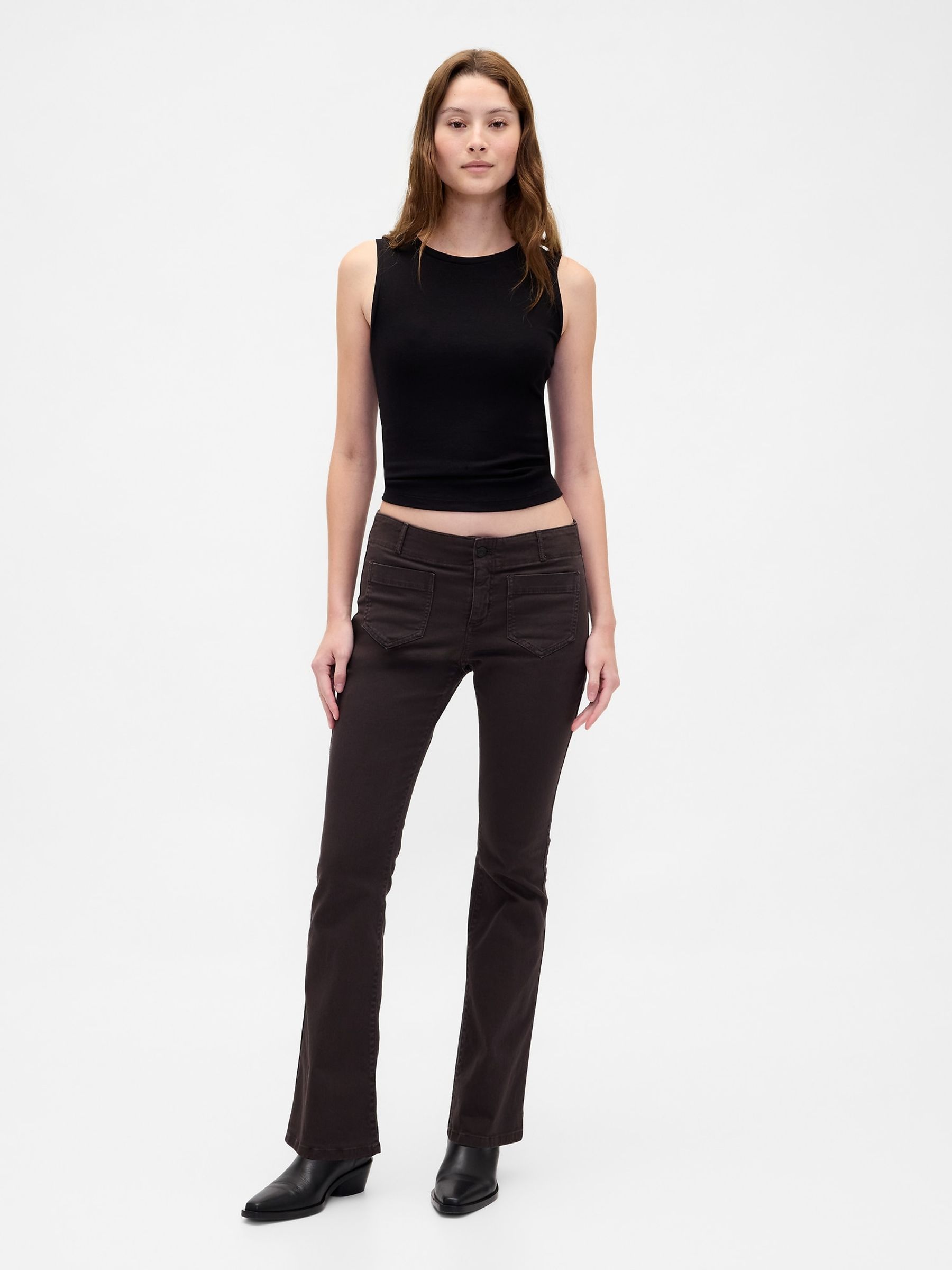 Brown Low Waisted Twill Long and Lean Trousers - Image 4 of 4 Brown Low Waisted Twill Long and Lean Trousers - Image 4 of 4