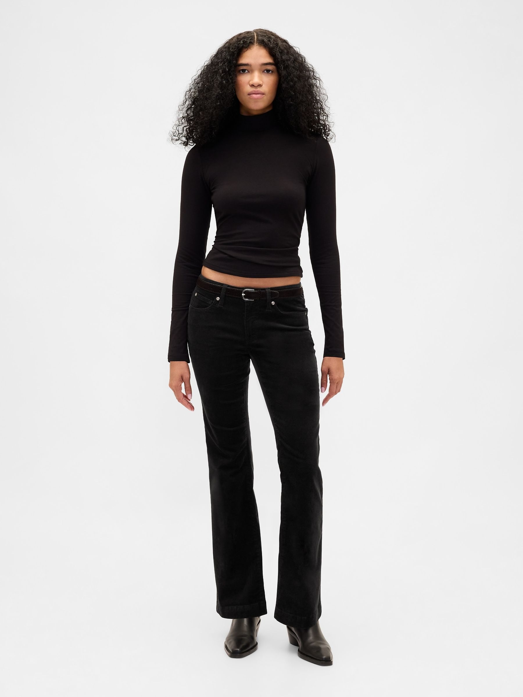 Black Low Rise Corduroy Long and Lean Trousers - Image 5 of 6