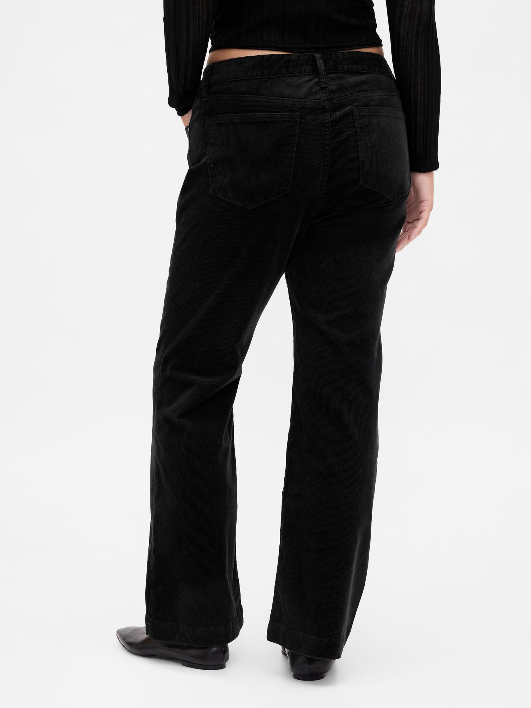 Black Low Rise Corduroy Long and Lean Trousers - Image 6 of 6 Black Low Rise Corduroy Long and Lean Trousers - Image 6 of 6