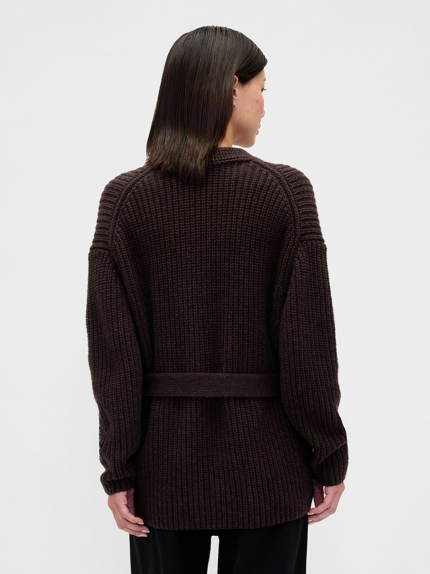 Brown Oversized Wrap Cardigan - Image 2 of 4