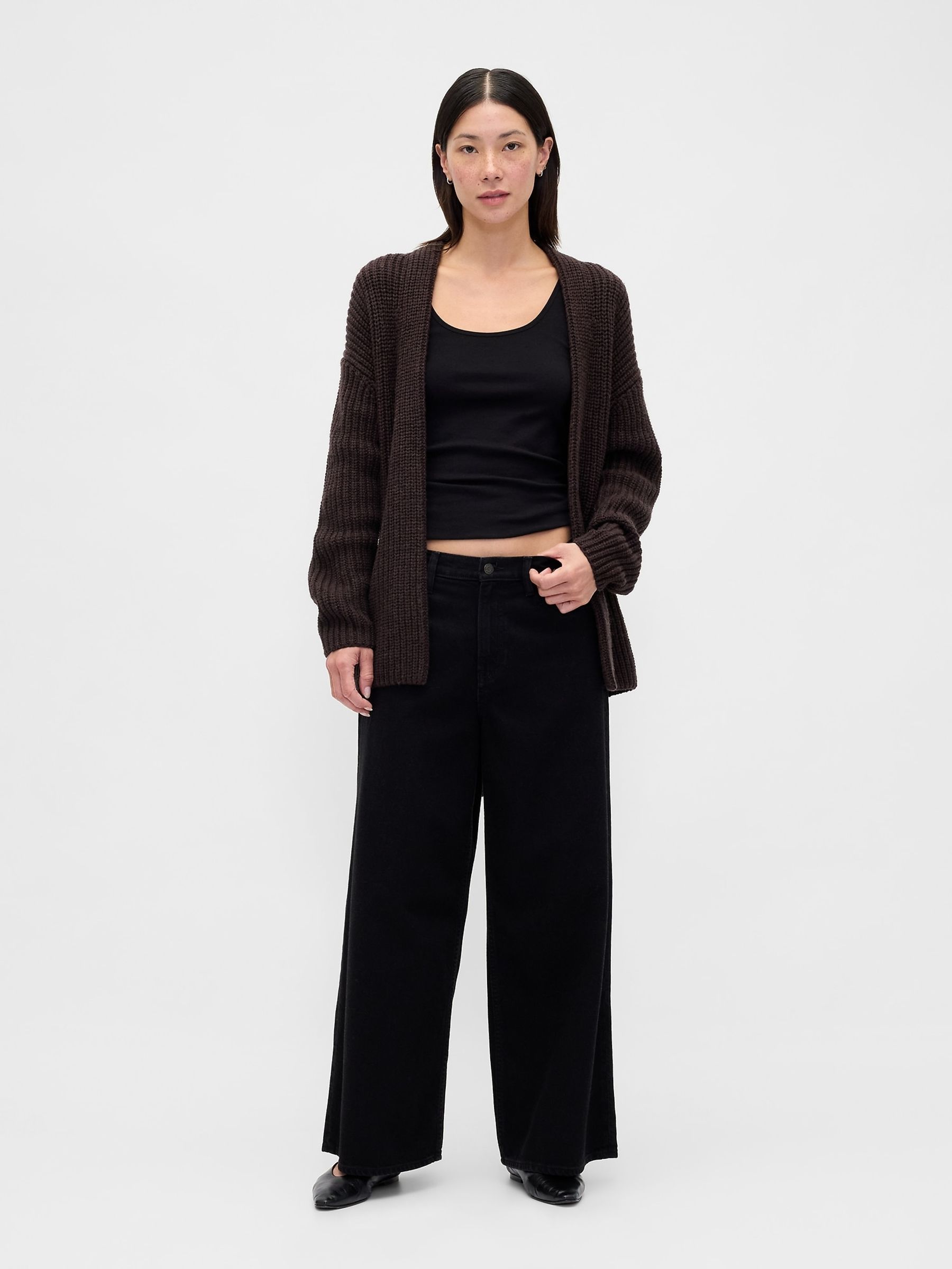 Brown Oversized Wrap Cardigan - Image 3 of 4