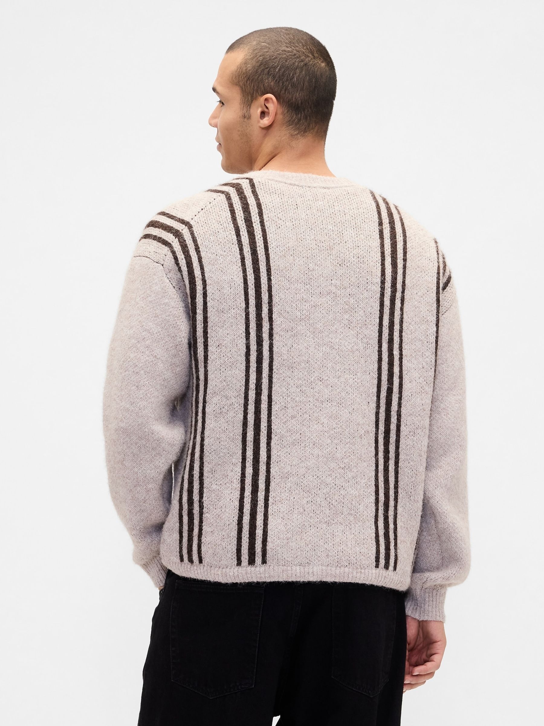 Grey Fuzzy Relaxed Crop Cardigan - Image 2 of 4 Grey Fuzzy Relaxed Crop Cardigan - Image 2 of 4