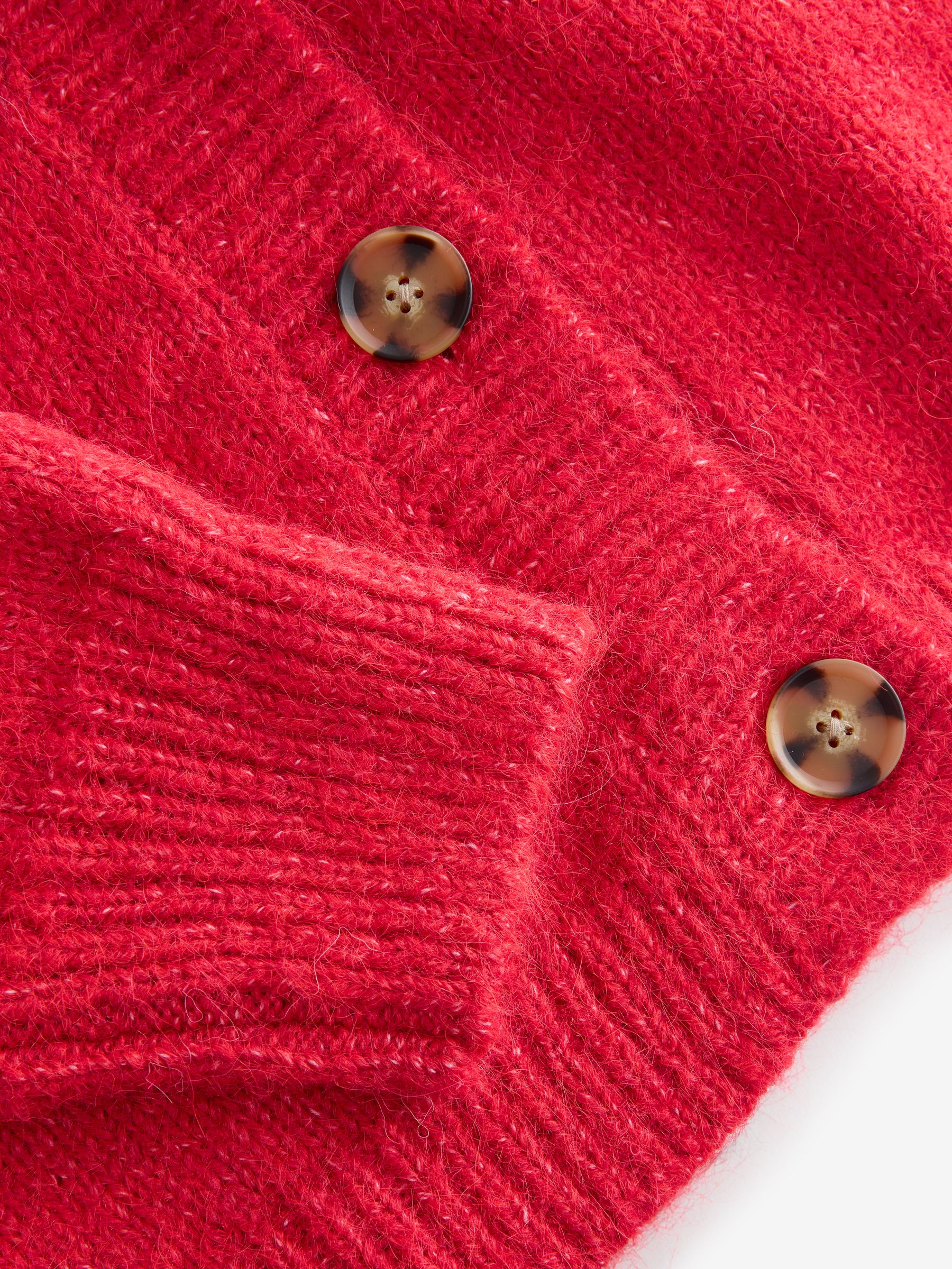 Red Fuzzy Fairisle Pattern Cardigan - Image 7 of 8