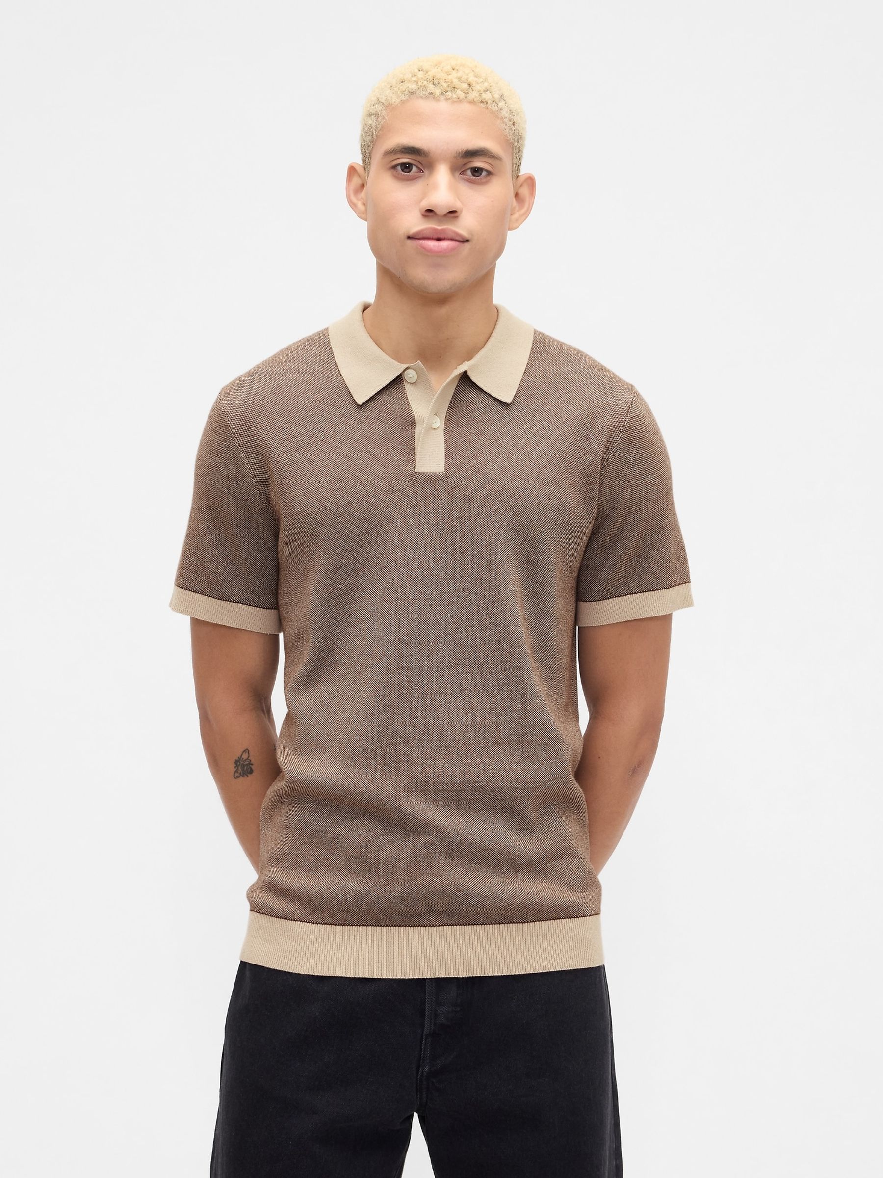 Brown Jumper Polo Shirt - Image 1 of 4 Brown Jumper Polo Shirt - Image 1 of 4