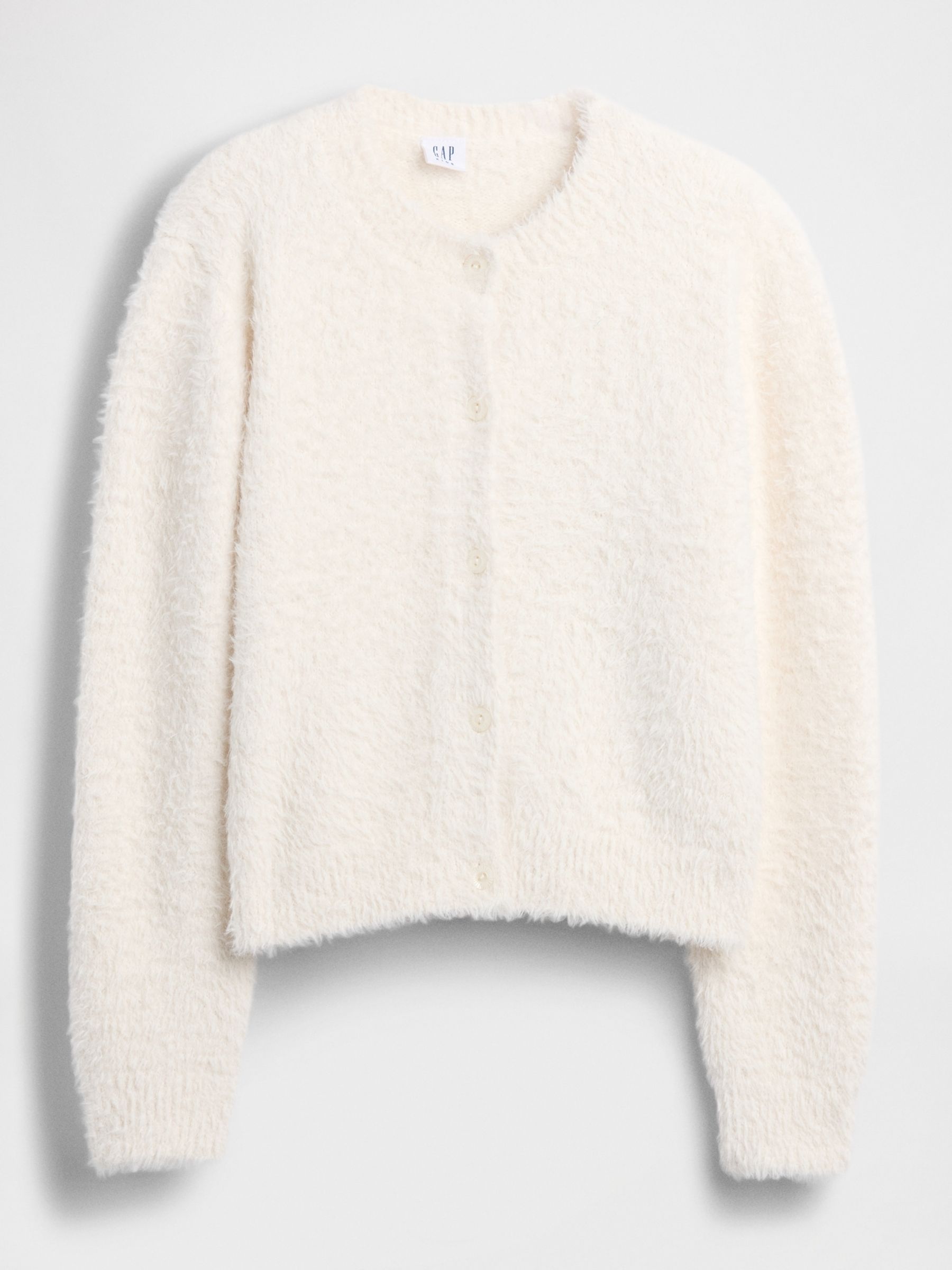White Eyelash Cardigan Jumper (4-13yrs) - Image 1 of 2 White Eyelash Cardigan Jumper (4-13yrs) - Image 1 of 2