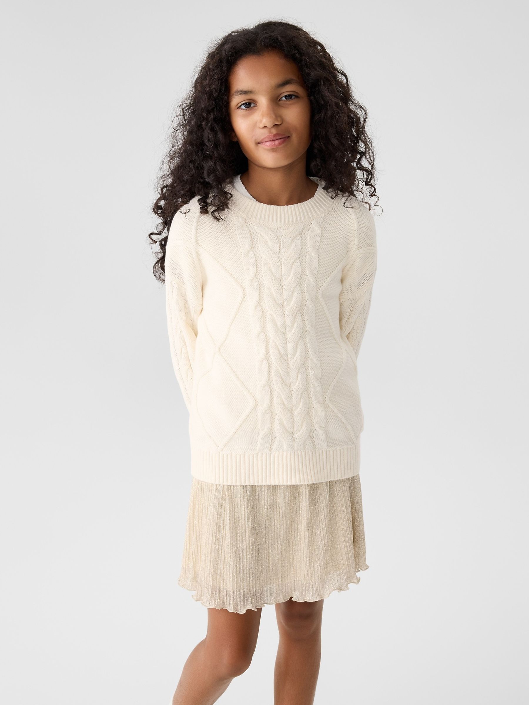 Beige Pull On Shine Skirt (4-13yrs) - Image 1 of 4