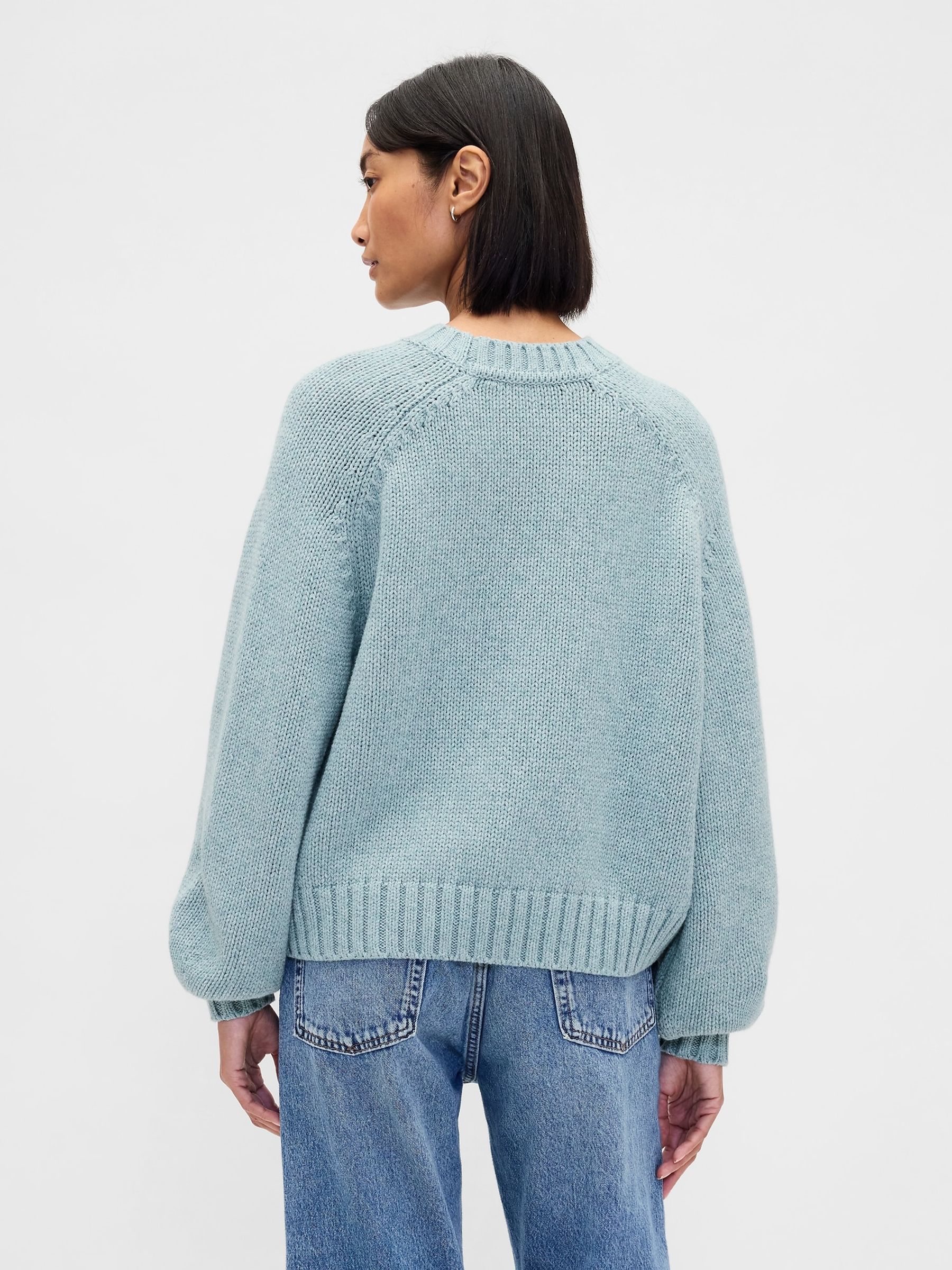 Blue Relaxed Saddle-Sleeve Crew Neck Jumper - Image 2 of 4